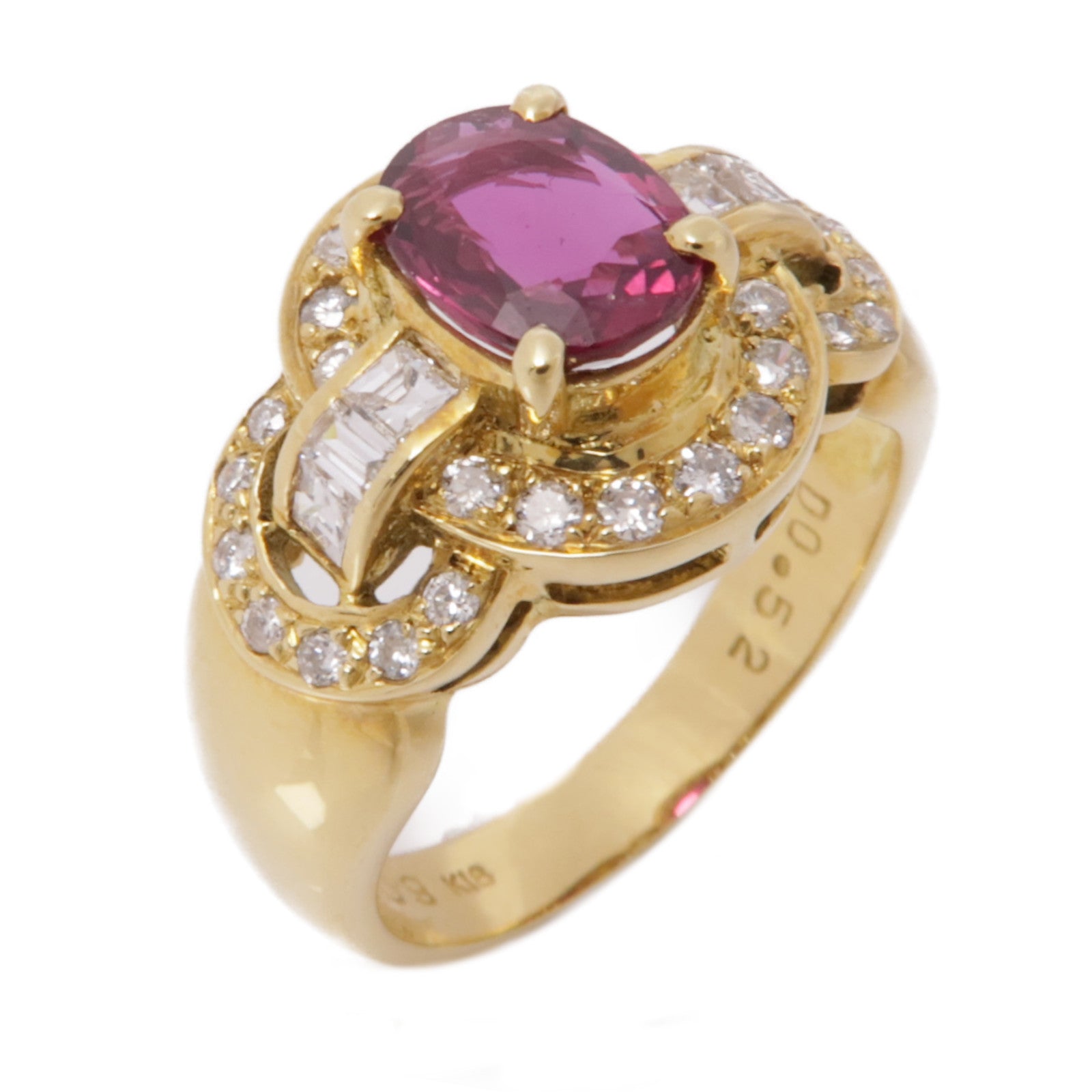JEWELRY【激減優惠】 18K黃金Ruby Diamond Ring紅寶石/鑽石戒指US#6.25