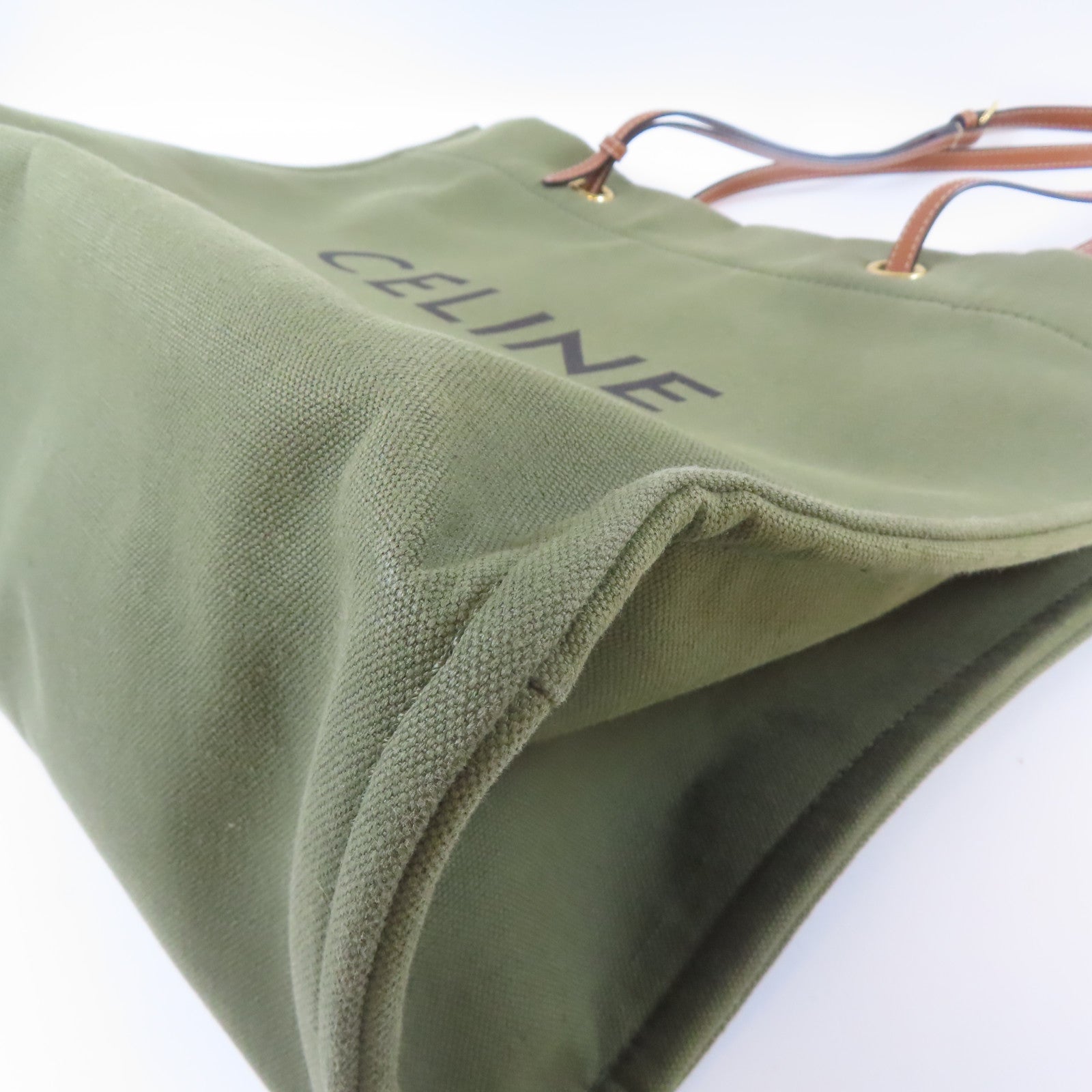 CELINE 【激減優惠】帆布Tote Bag金扣手挽袋綠色