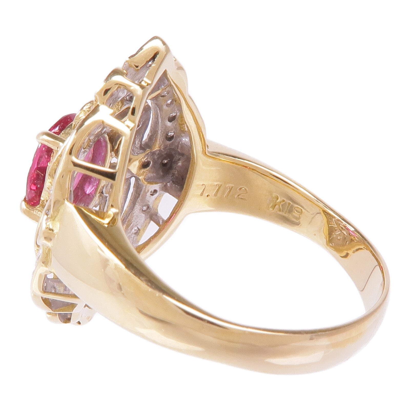 JEWELRY 18K黃金Ruby Diamond Ring紅寶石/鑽石US#6.75