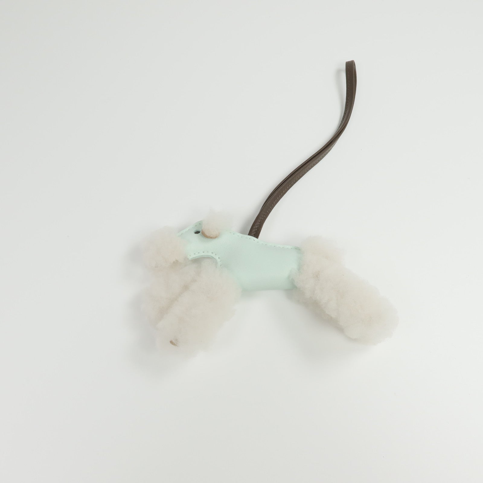 HERMES Milo皮革/羊毛Budy Charm掛飾Vert Peppermint/Chocolat