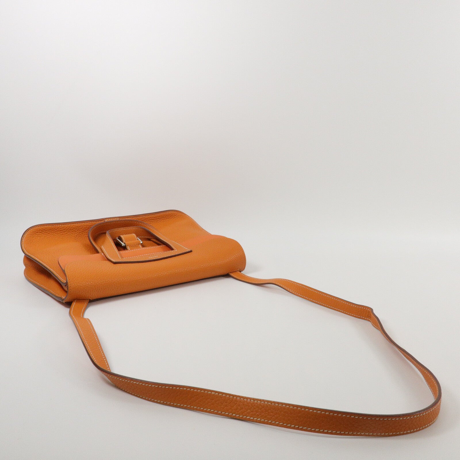 HERMES Clemence皮革Halzan 31手挽肩背兩用袋Orange