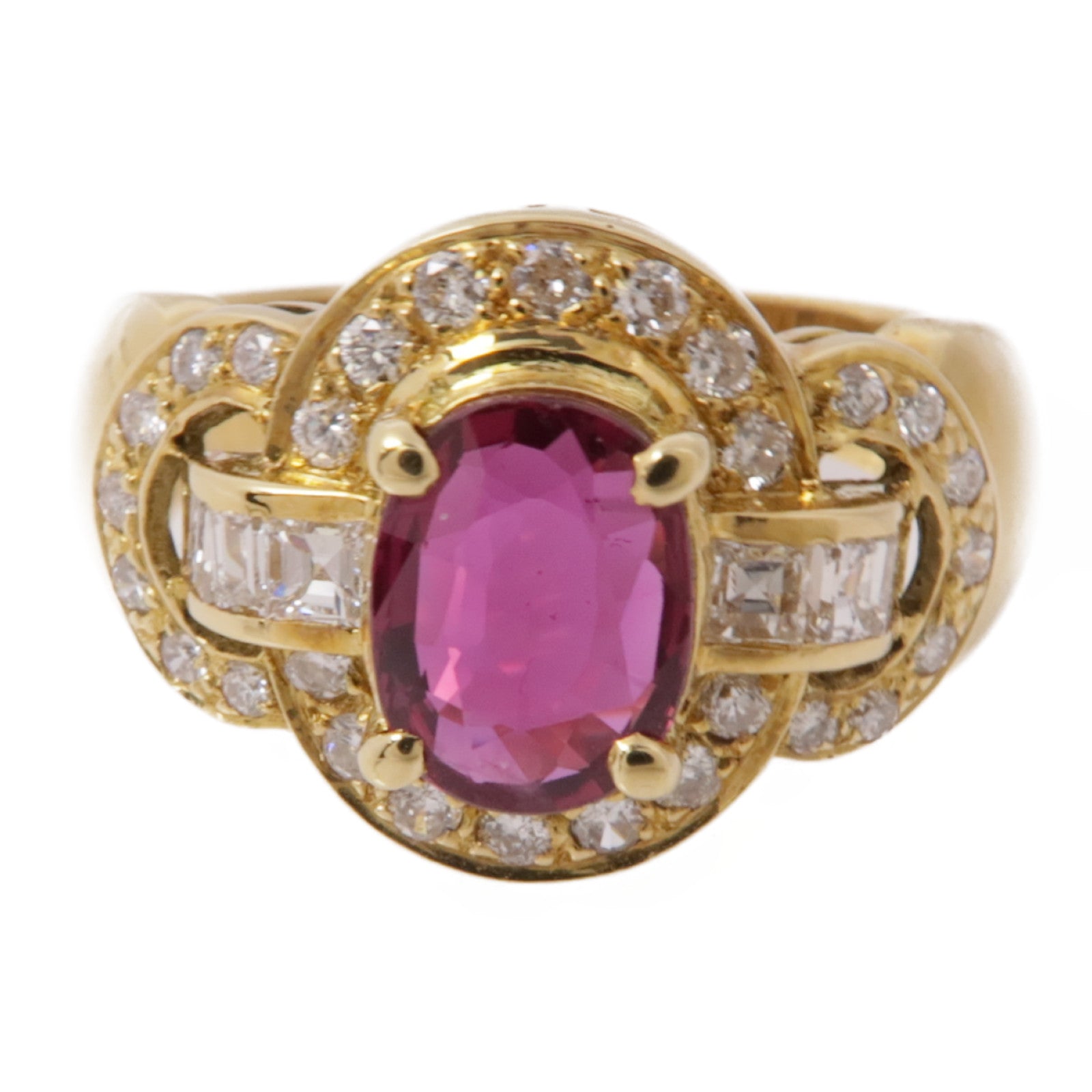 JEWELRY【激減優惠】 18K黃金Ruby Diamond Ring紅寶石/鑽石戒指US#6.25