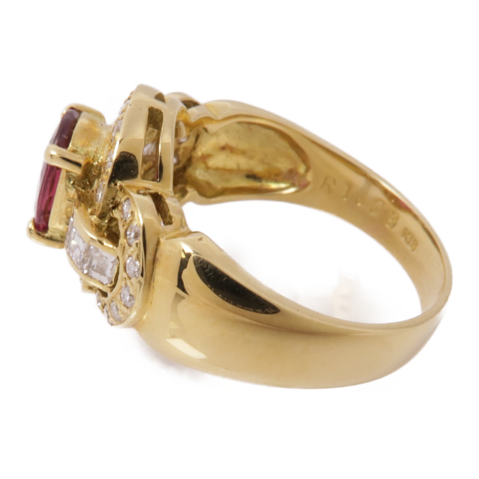 JEWELRY 【激減優惠】18K黃金Ruby Diamond Ring紅寶石/鑽石戒指US#6.25