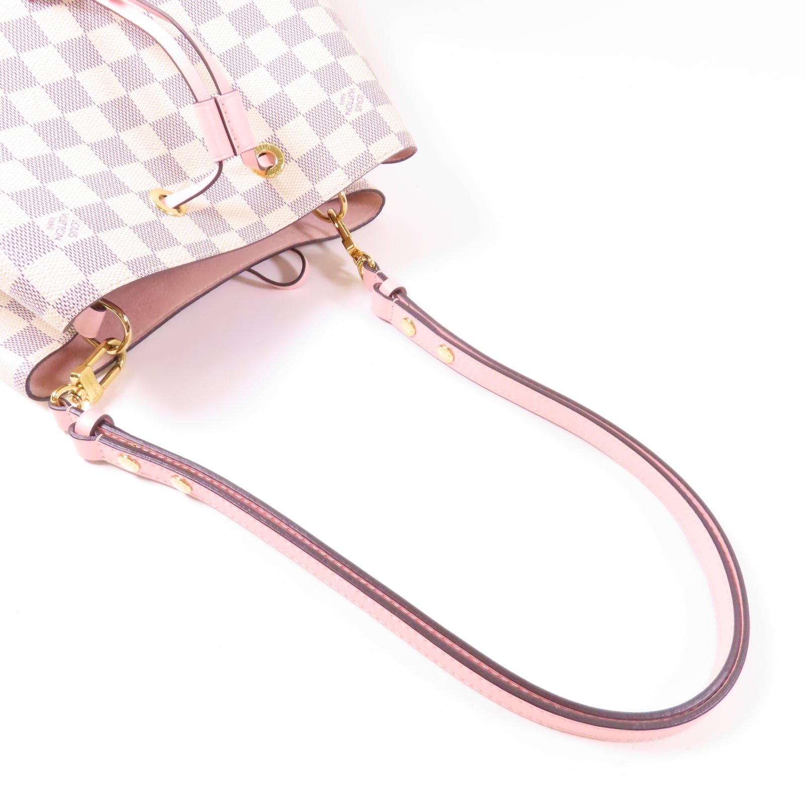 LOUIS VUITTON 【激減優惠】Damier Azur Neo Noe金扣肩背袋白色/粉紅色