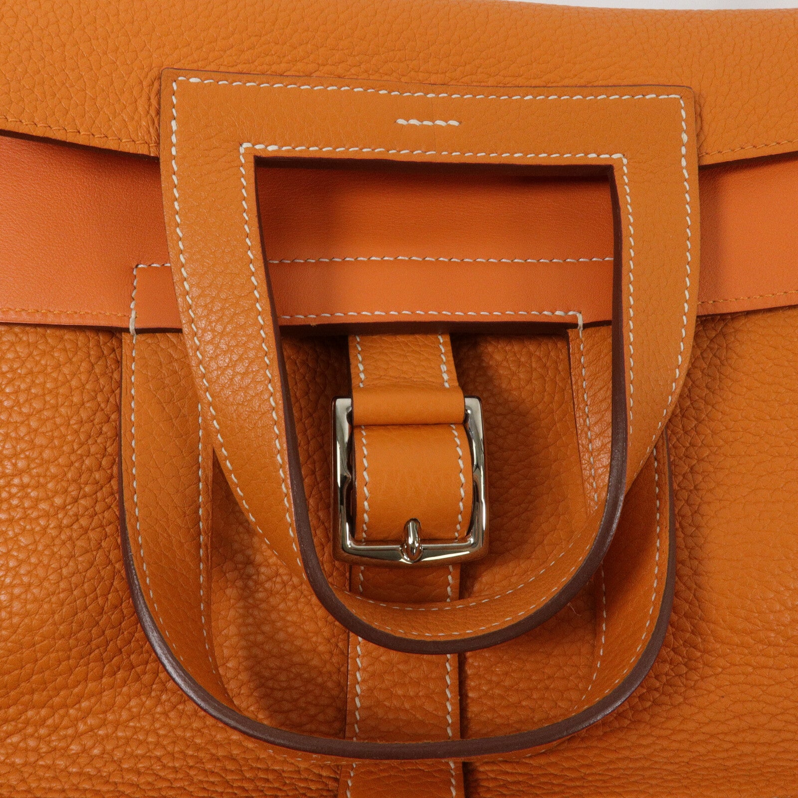 HERMES Clemence皮革Halzan 31手挽肩背兩用袋Orange