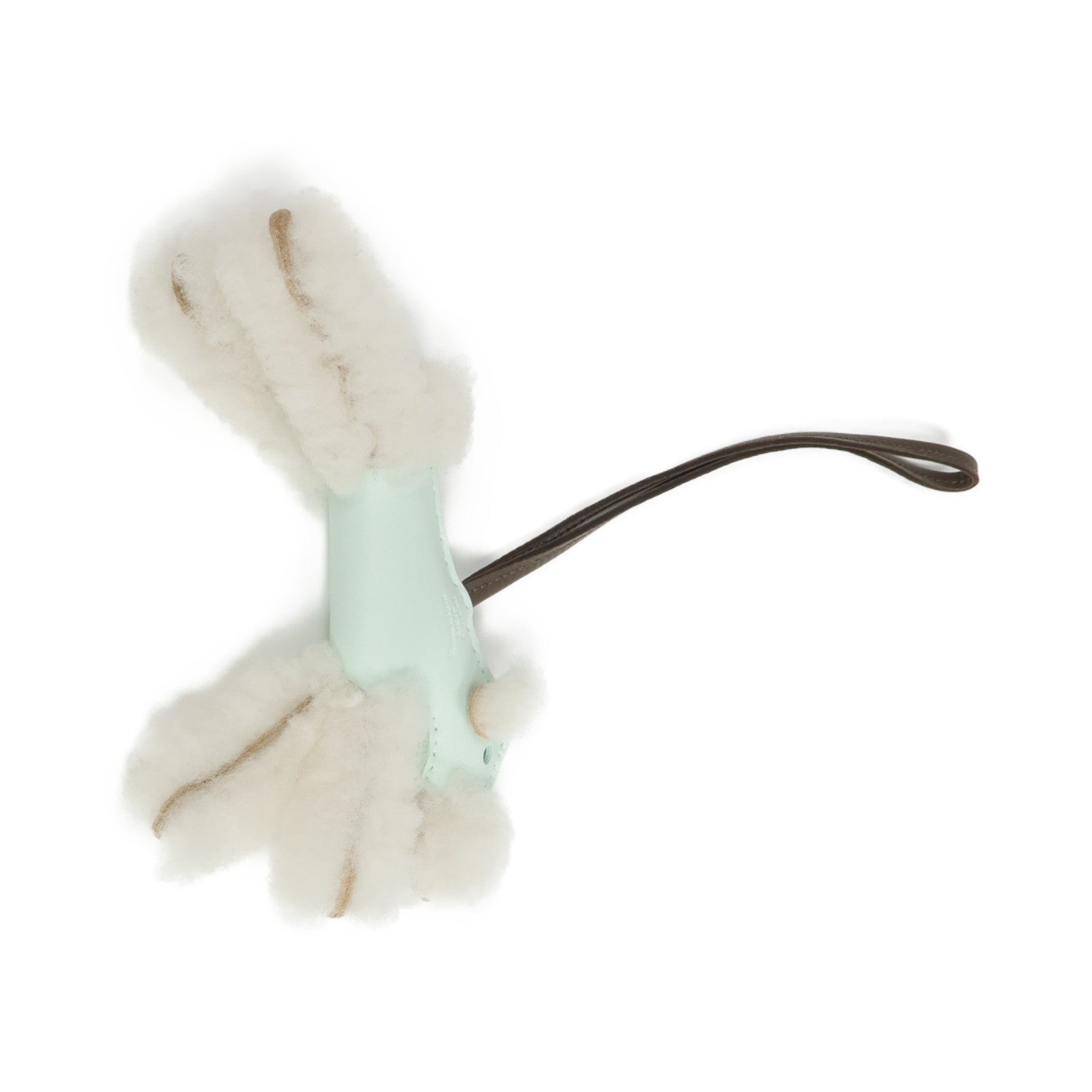 HERMES Milo皮革/羊毛Budy Charm掛飾Vert Peppermint/Chocolat