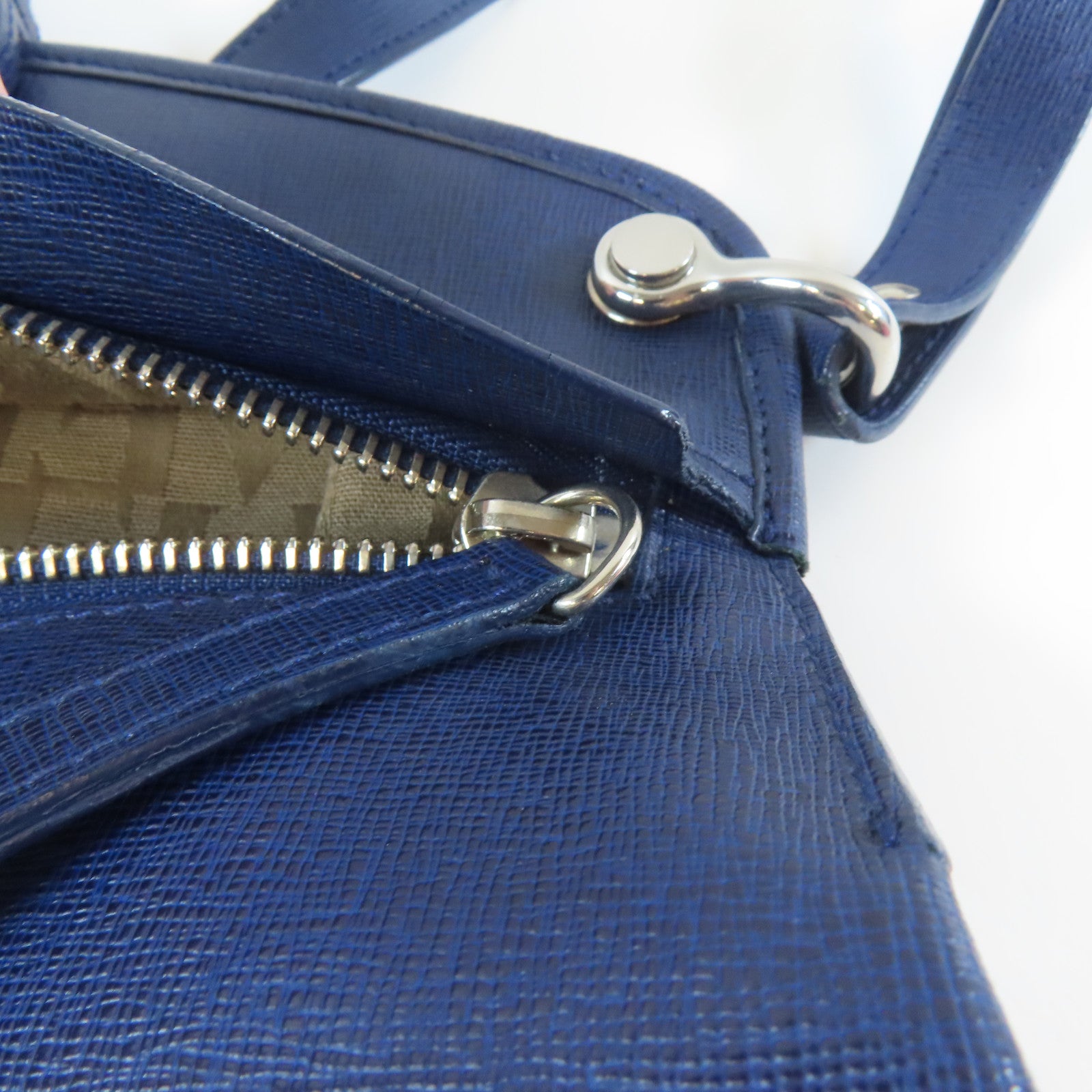 Furla 牛皮皮革2 Way Shoulder Bag銀扣手挽肩背兩用袋藍色