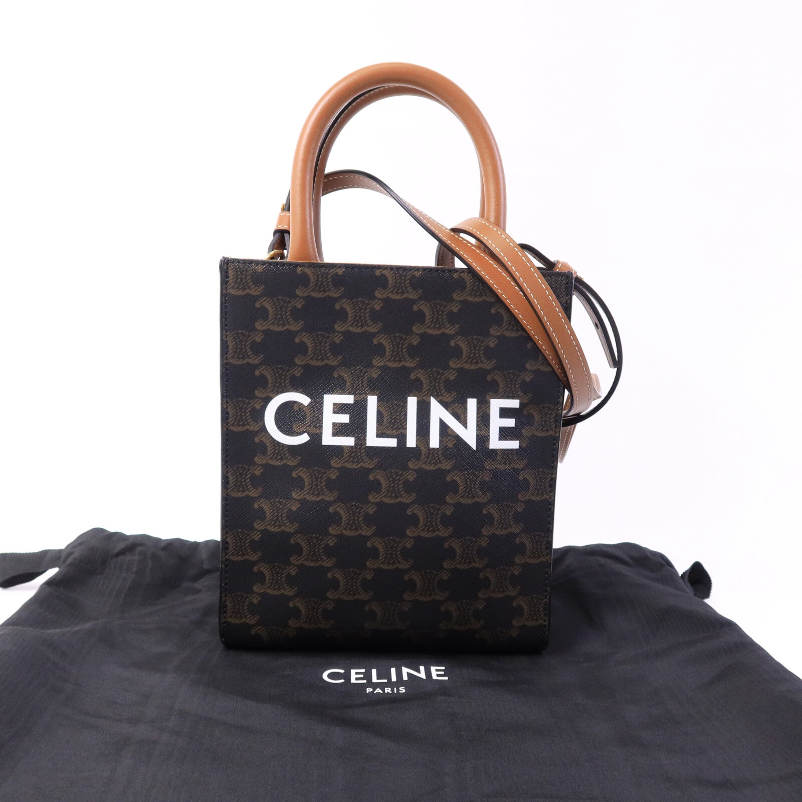 CELINE 塗層帆布Mini Cabas Vertical手挽肩背兩用袋