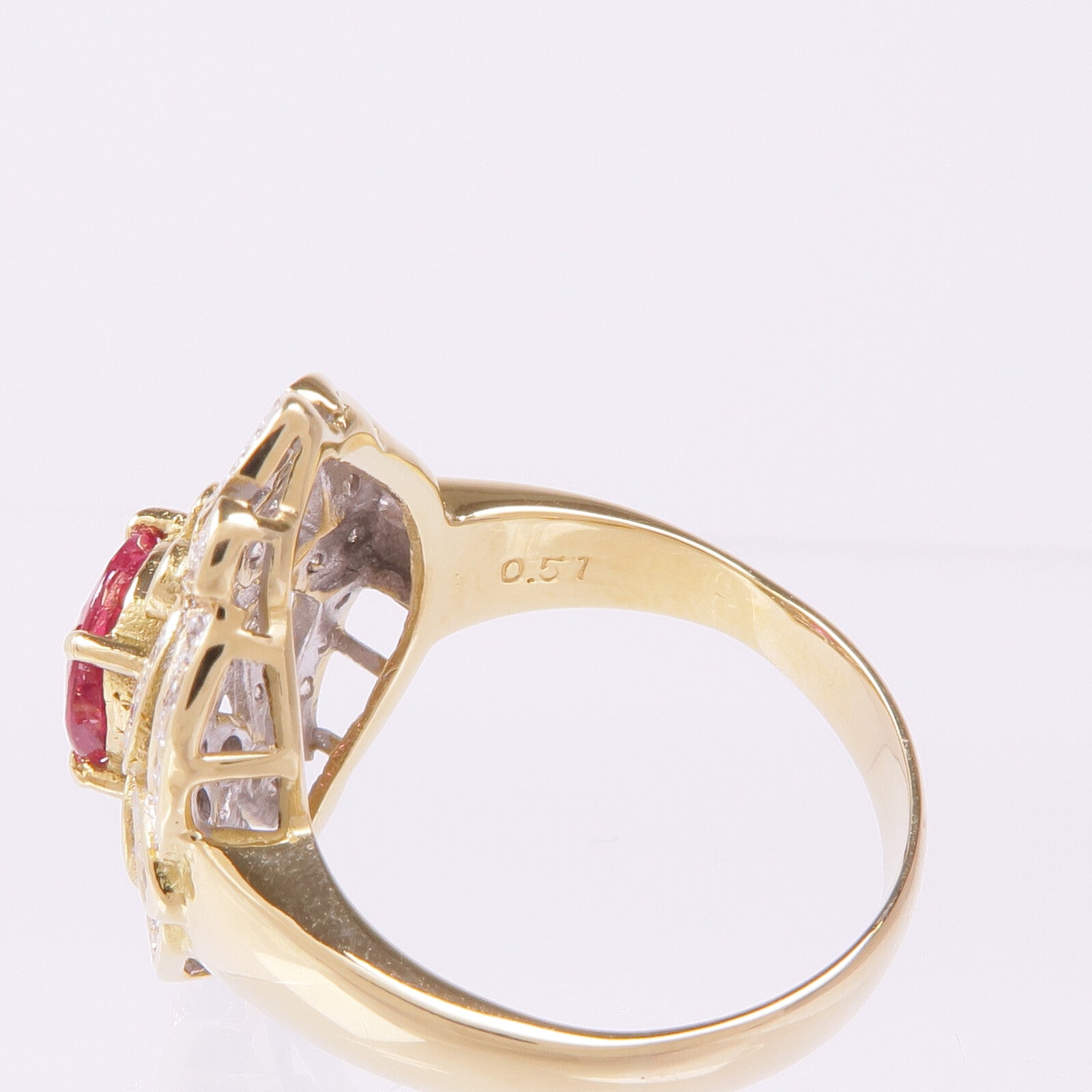 JEWELRY 18K黃金Ruby Diamond Ring紅寶石/鑽石US#6.75