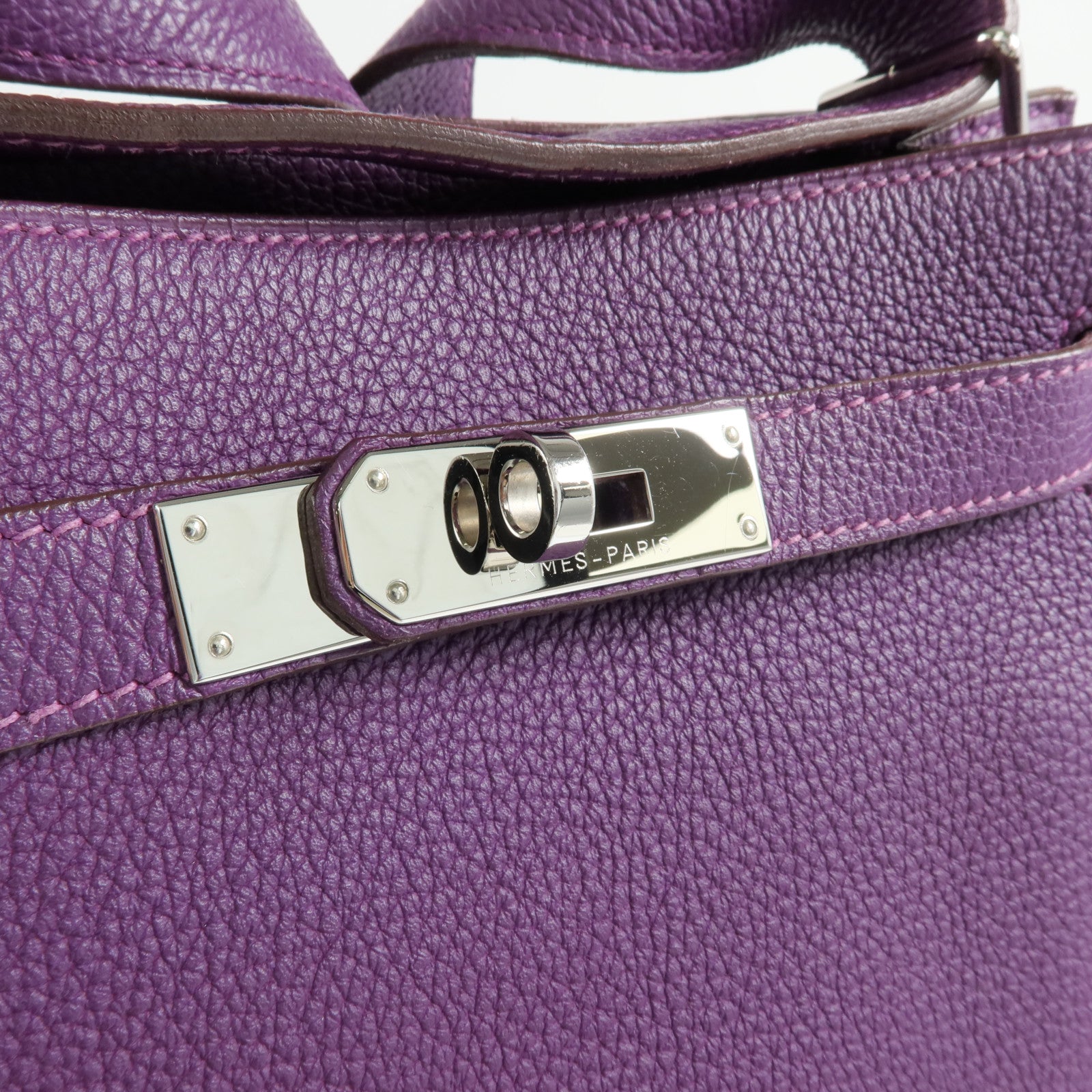 HERMES Clemence皮革So Kelly 22銀扣肩背袋Anemone
