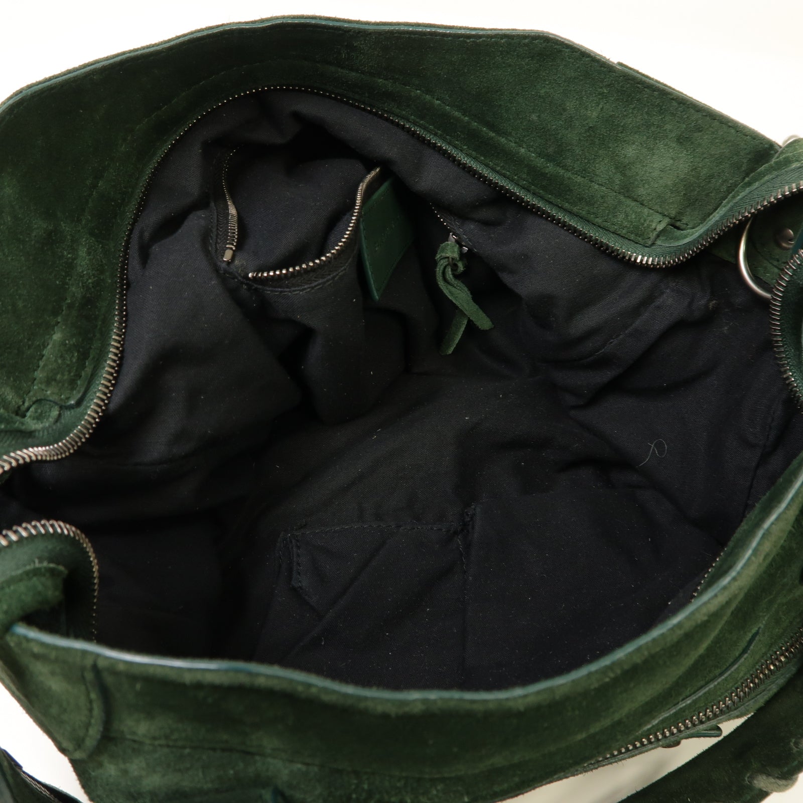 BALENCIAGA 麂皮皮革The Velo銀扣手挽肩背兩用袋綠色