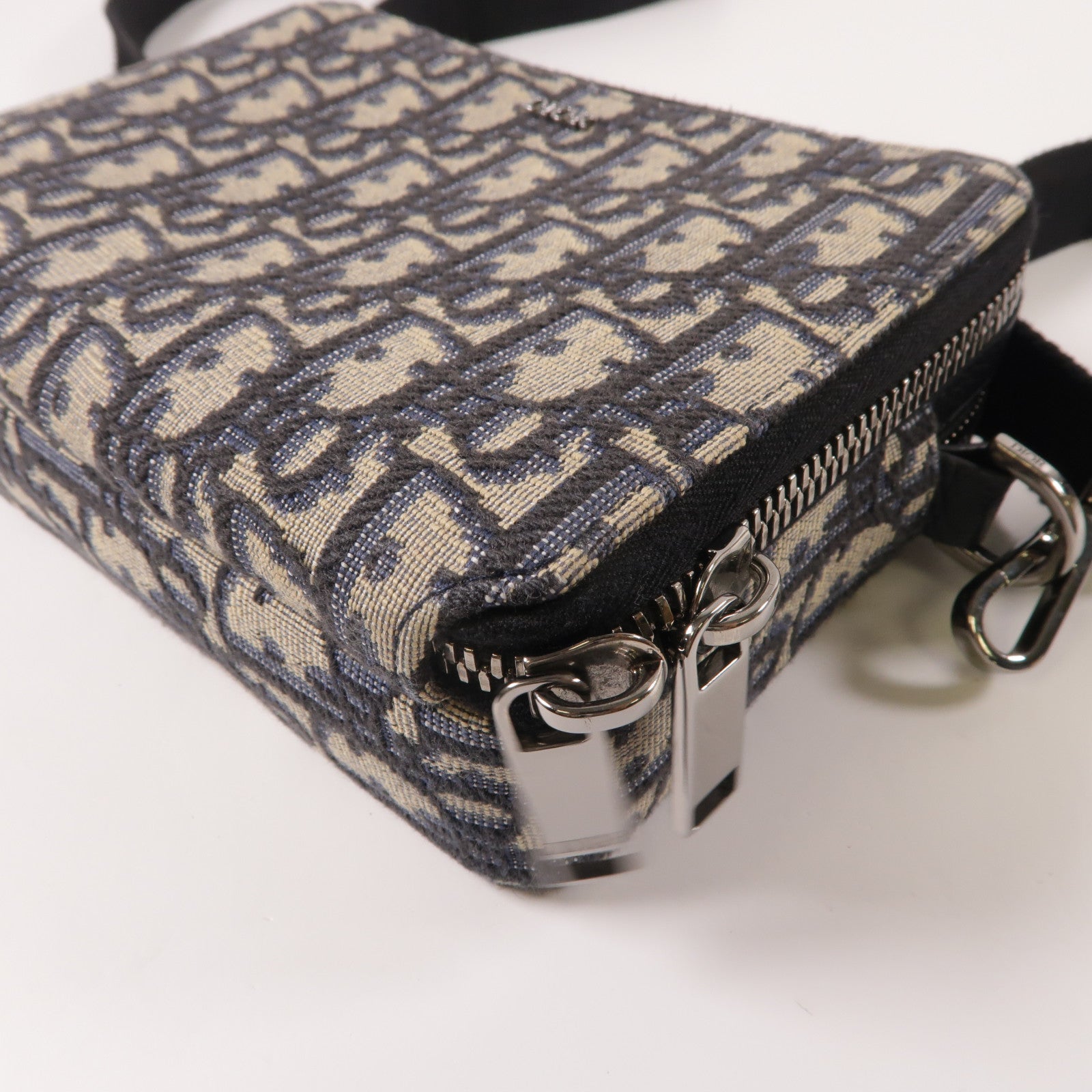 Dior 帆布Oblique Camera銀扣肩背袋藍色