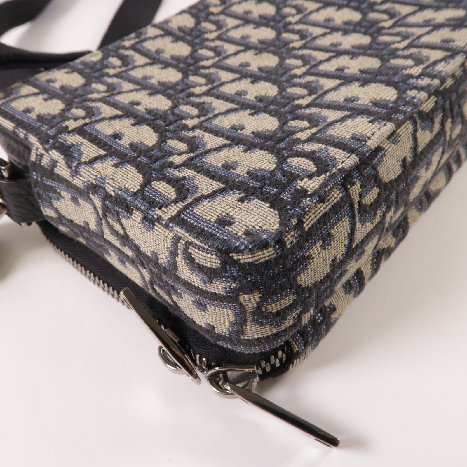 Dior 帆布Oblique Camera銀扣肩背袋藍色