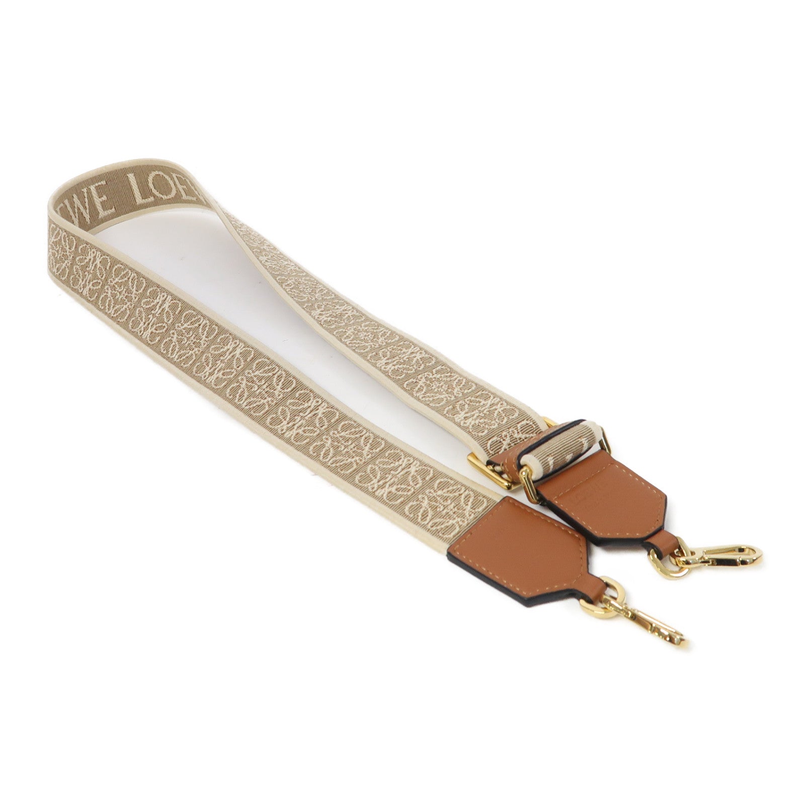 LOEWE 帆布Shoulder Strap金扣肩帶米色