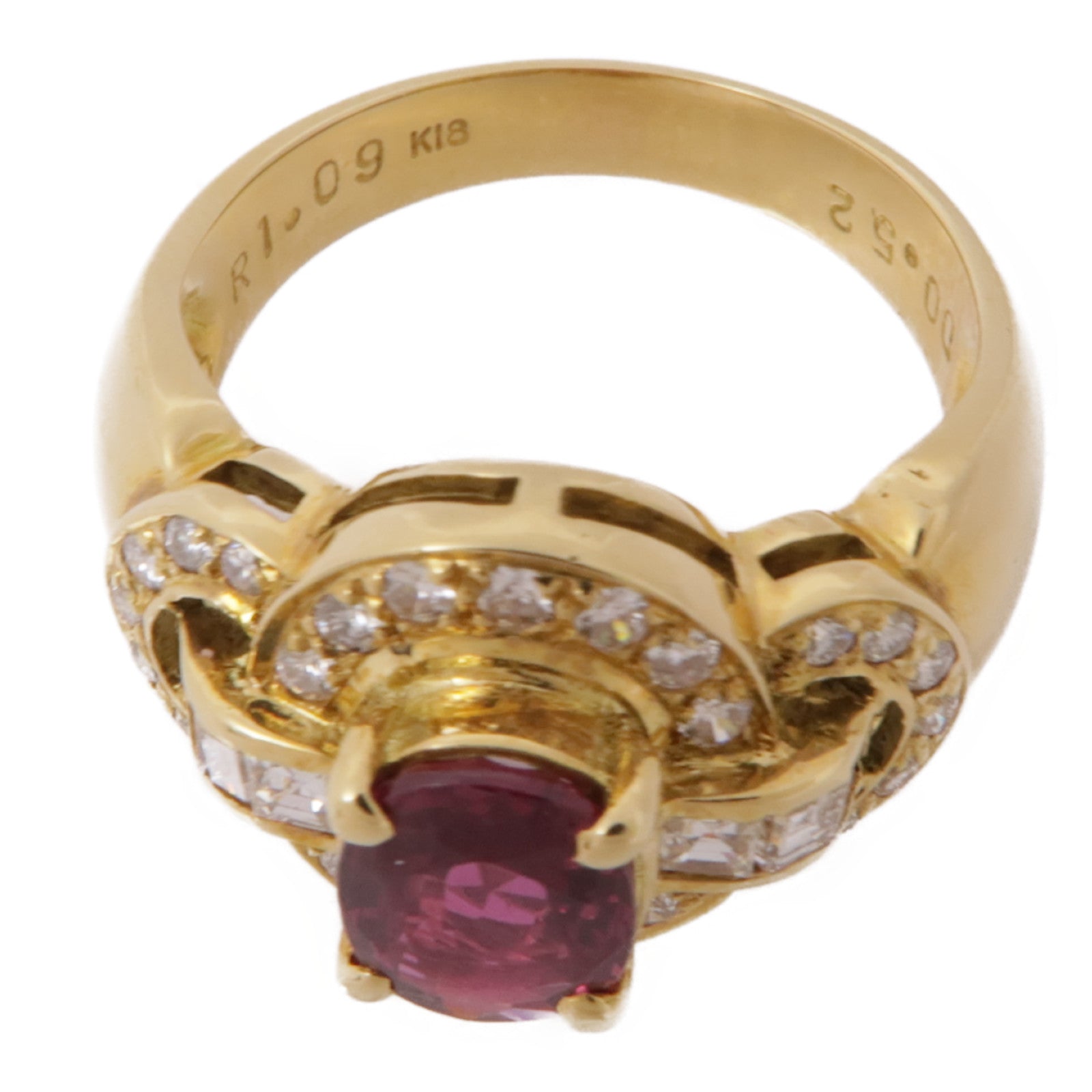 JEWELRY 【激減優惠】18K黃金Ruby Diamond Ring紅寶石/鑽石戒指US#6.25