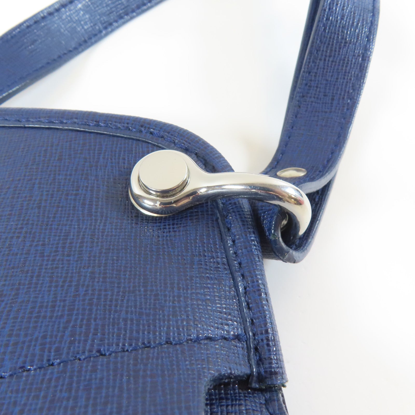 Furla 牛皮皮革2 Way Shoulder Bag銀扣手挽肩背兩用袋藍色