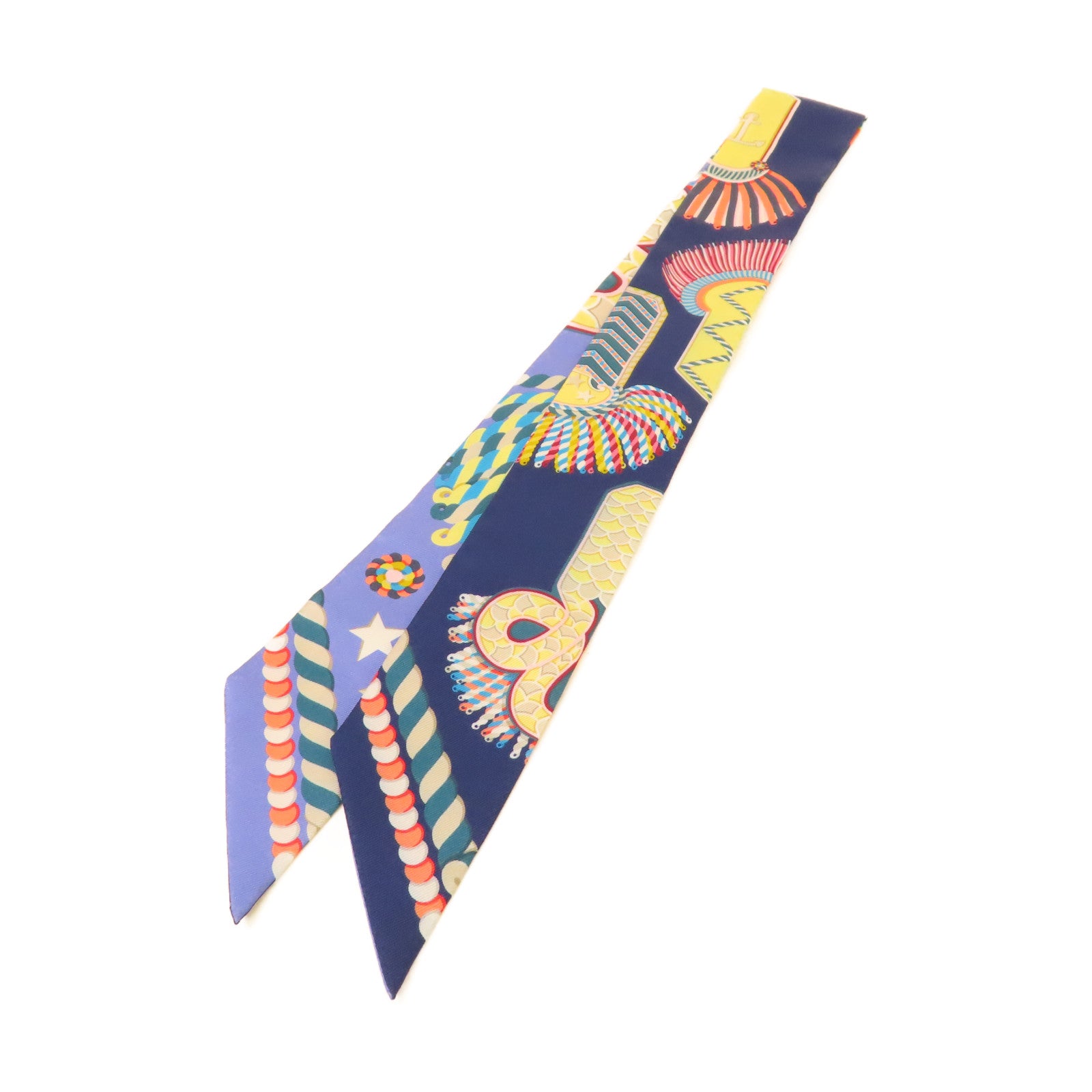HERMES 【激減優惠】絲質Twilly絲巾寶藍色/藍色/彩色
