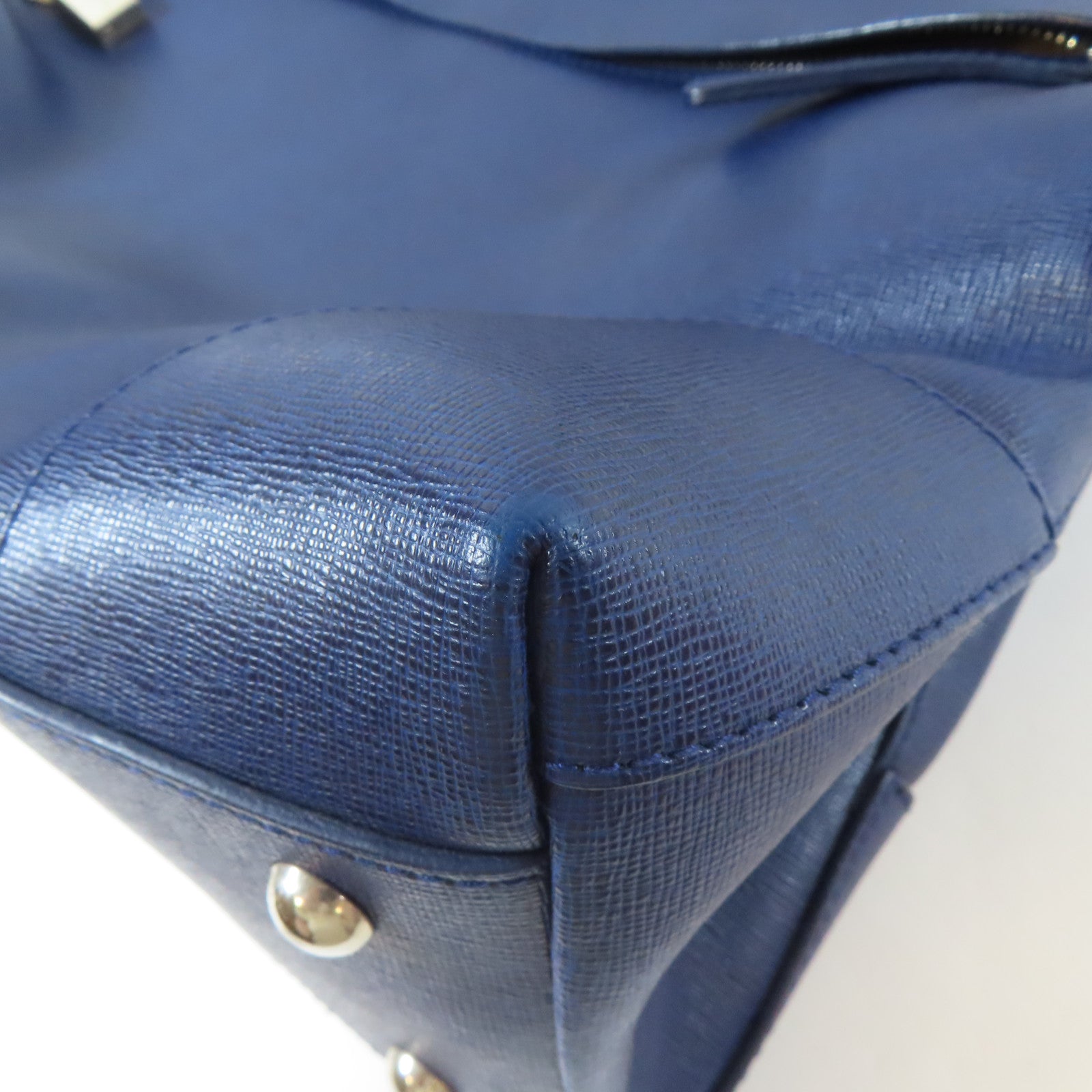Furla 牛皮皮革2 Way Shoulder Bag銀扣手挽肩背兩用袋藍色