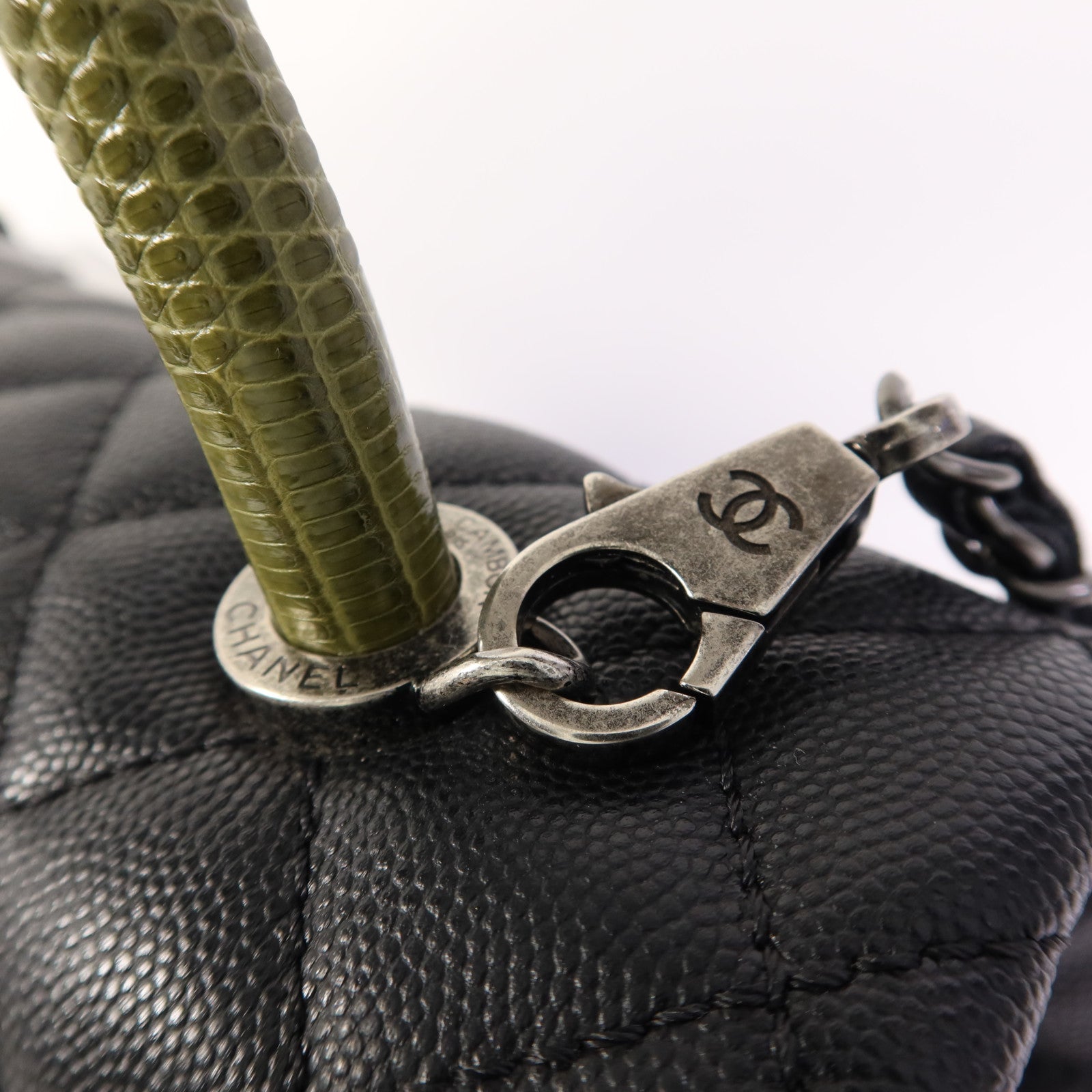 CHANEL 牛皮皮革/蜥蝪皮革Coco Handle Large手挽肩背兩用袋