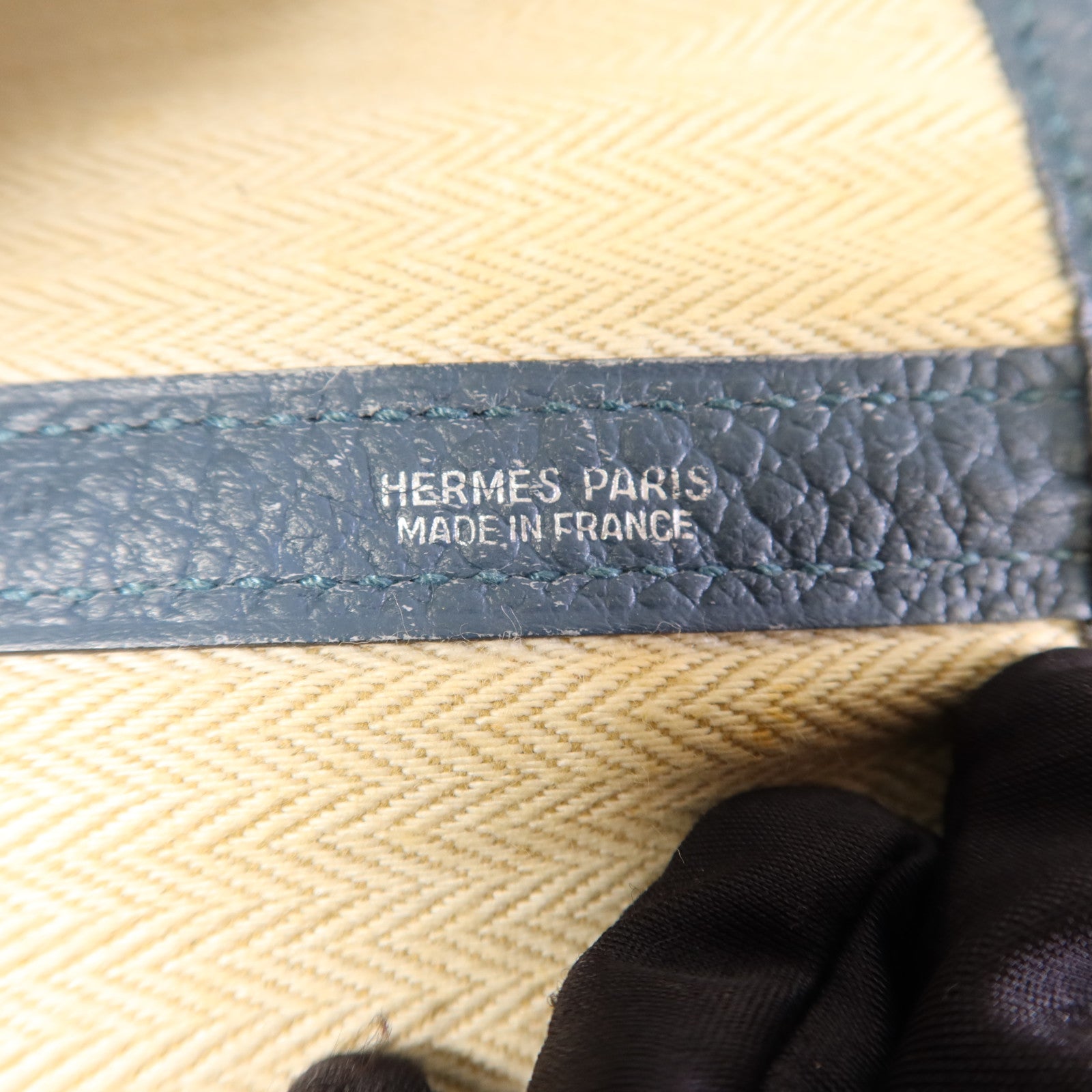 HERMES Negonda皮革Garden Party PM銀扣手挽袋Bleu Agate