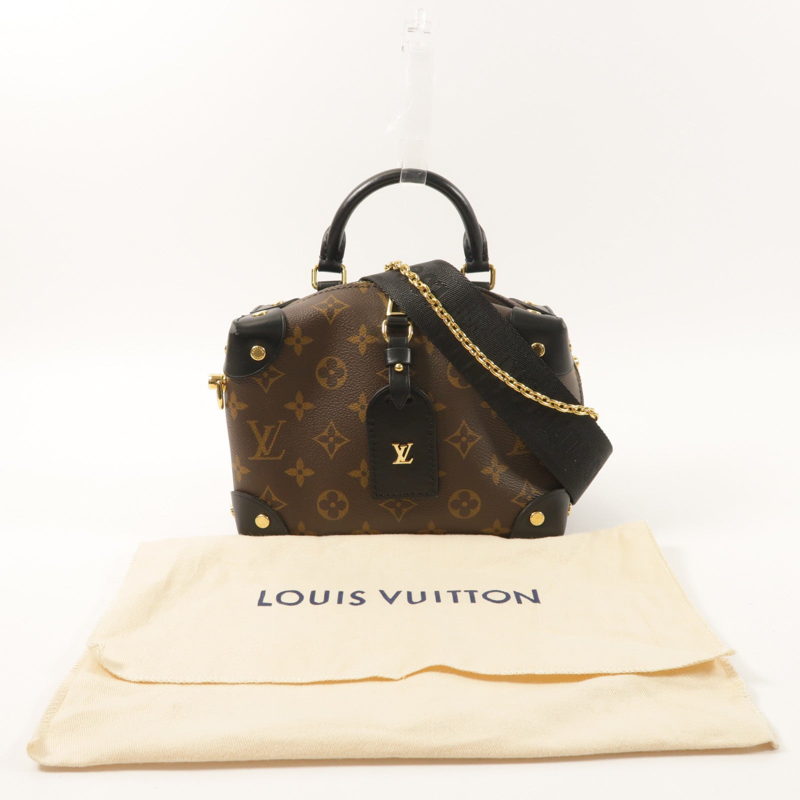 LOUIS VUITTON Monogram Petite Malle Souple金扣手挽肩背兩用袋