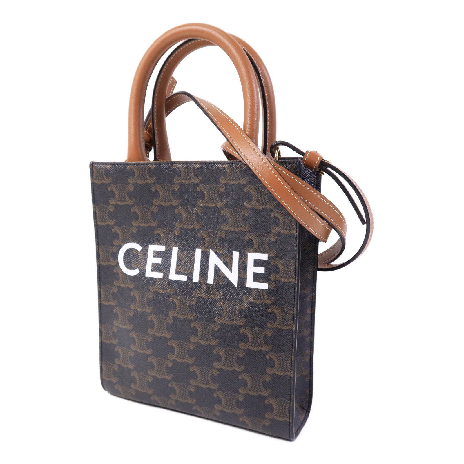 CELINE 塗層帆布Mini Cabas Vertical手挽肩背兩用袋