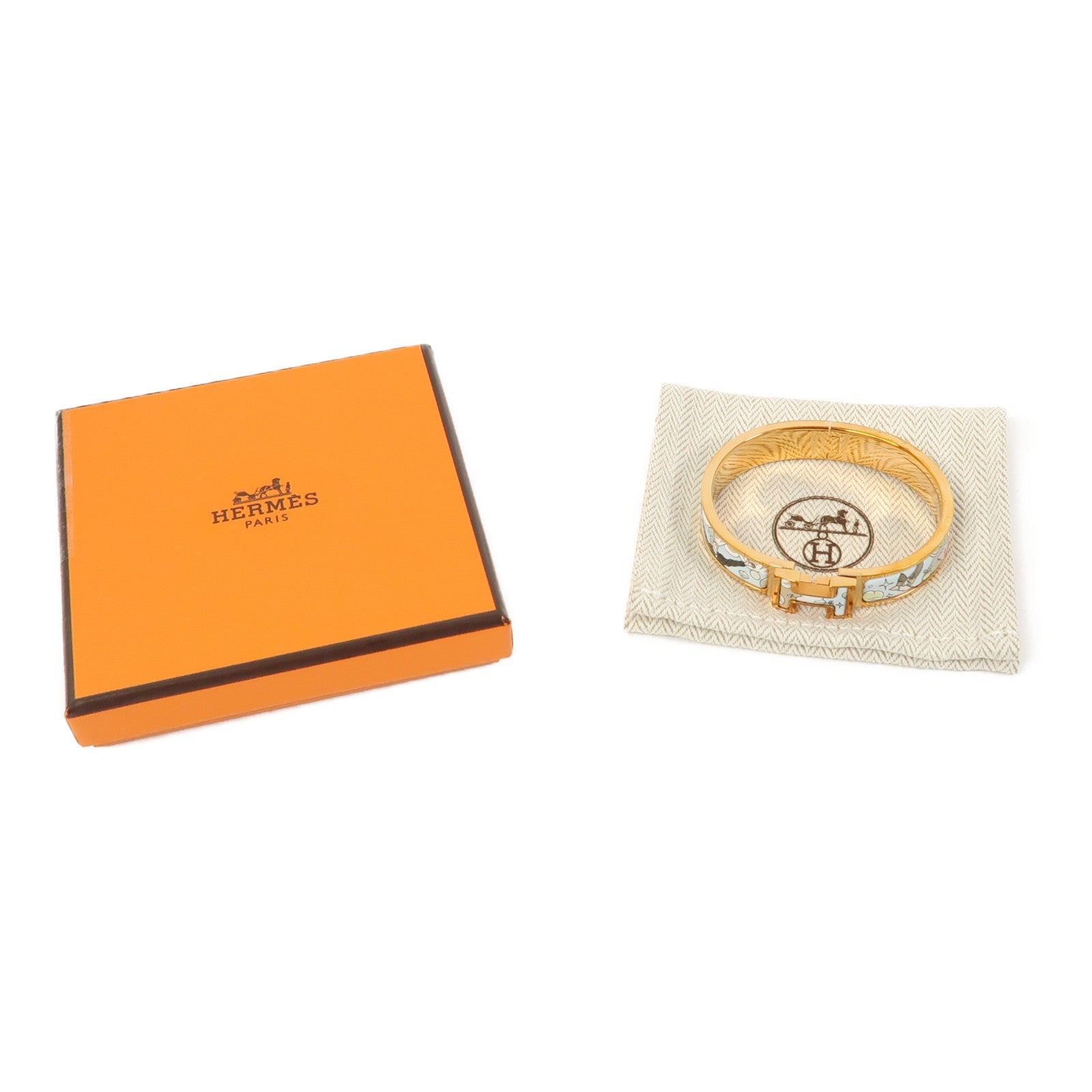 HERMES 金屬Clic H Bracelet手鐲藍色