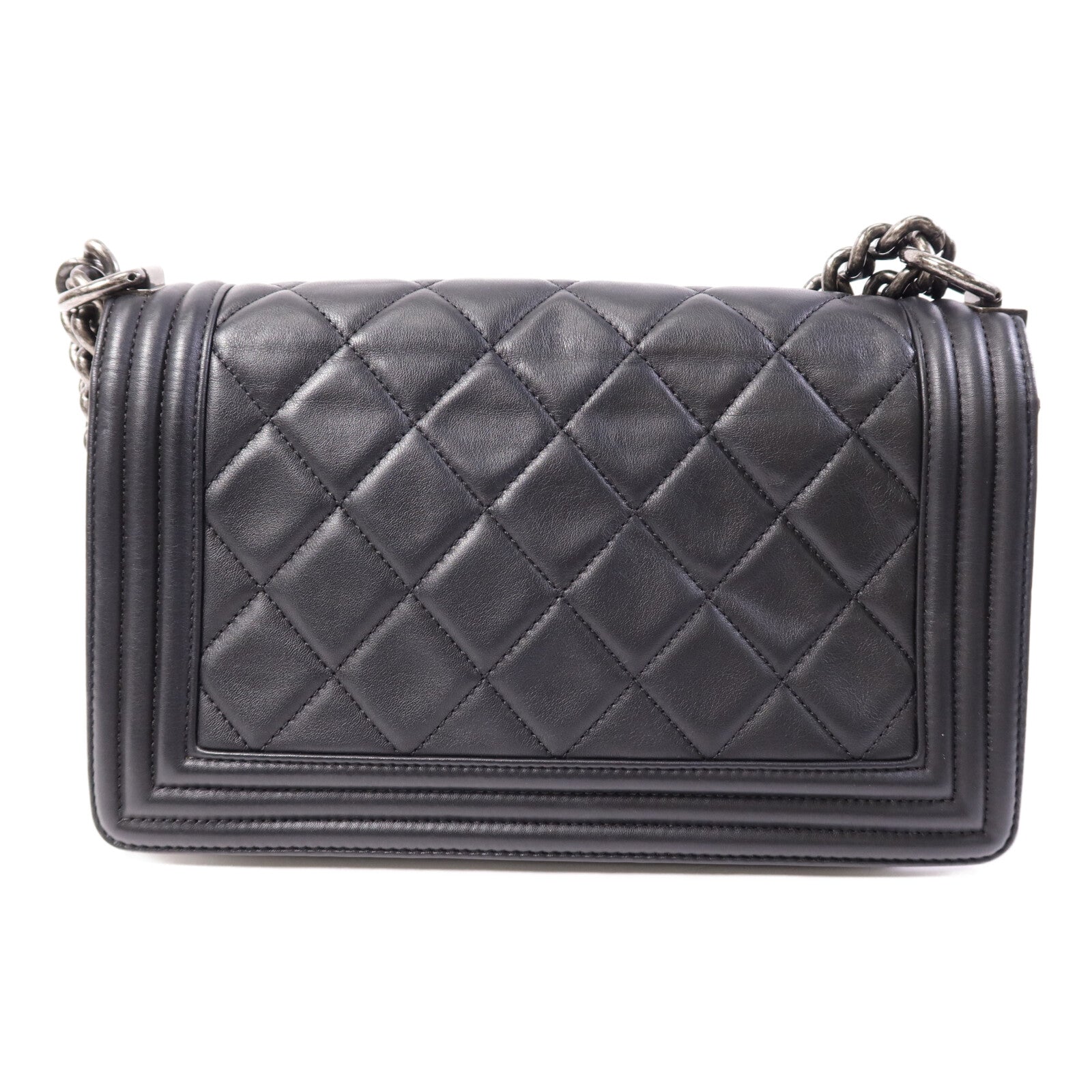 CHANEL 【激減優惠】牛皮皮革Boy 25銀扣鏈帶肩背包