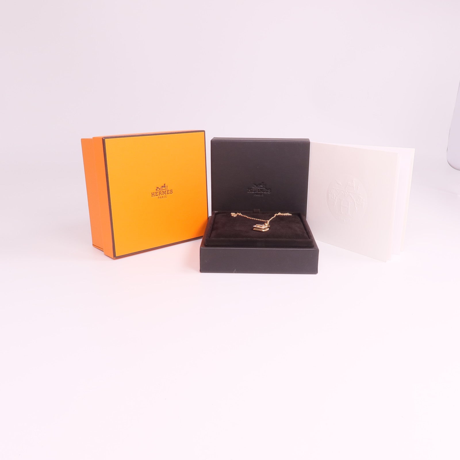 HERMES 18K玫瑰金Amulette Constance Necklace鑽石項鍊