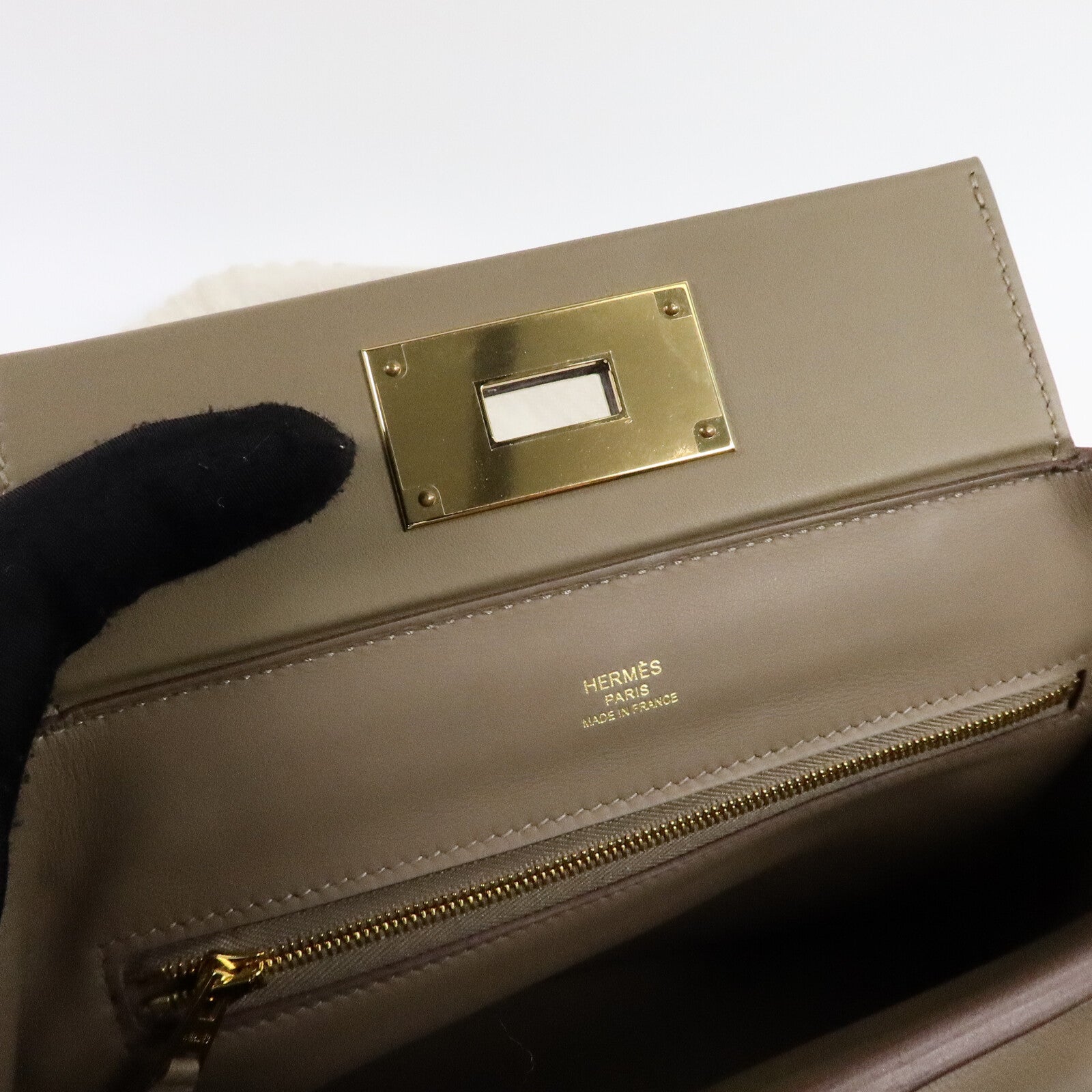 HERMES Evercolor皮革24/24 Mini手挽肩背兩用袋Etoupe
