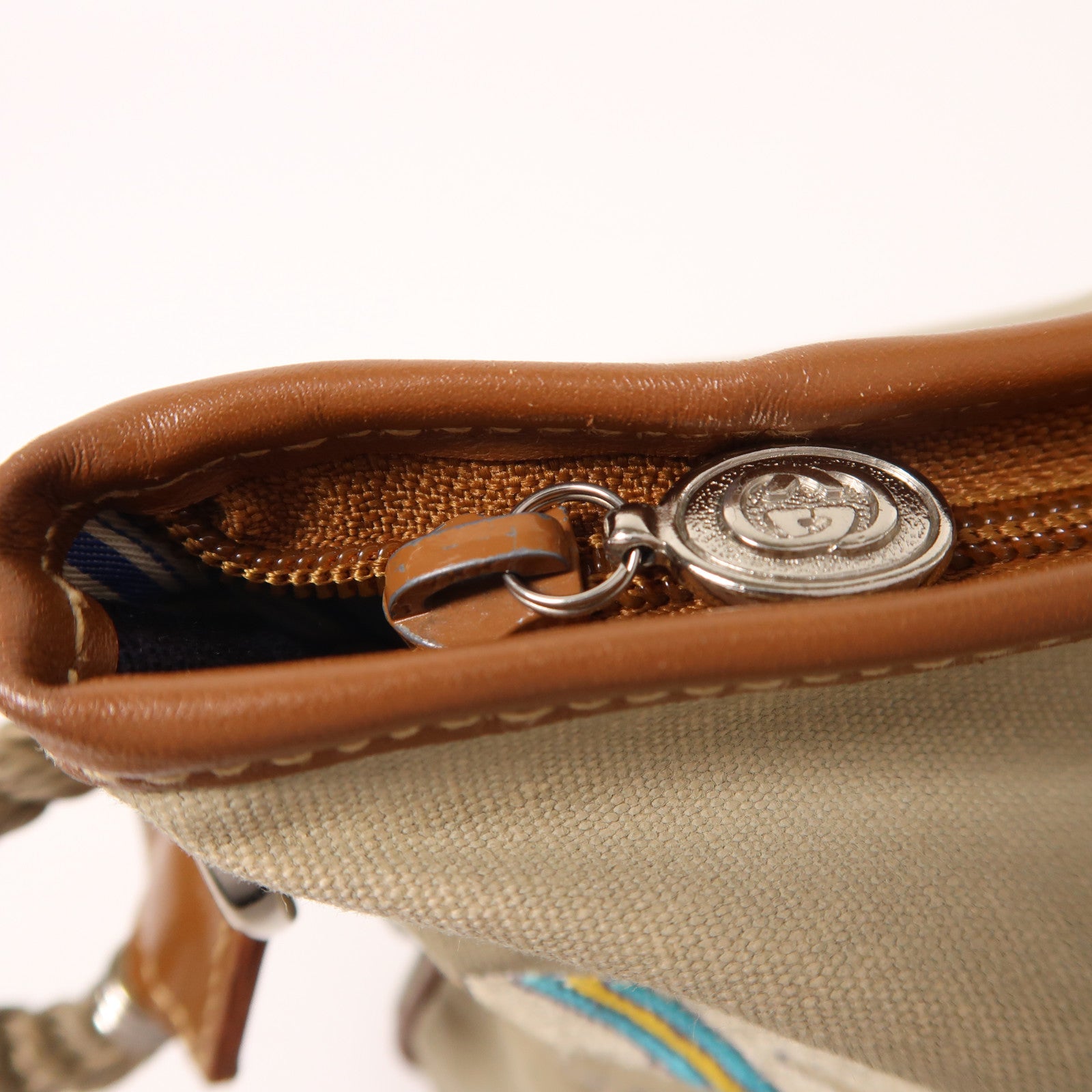 GUCCI 帆布Vintage Shoulder Bag銀扣肩背袋