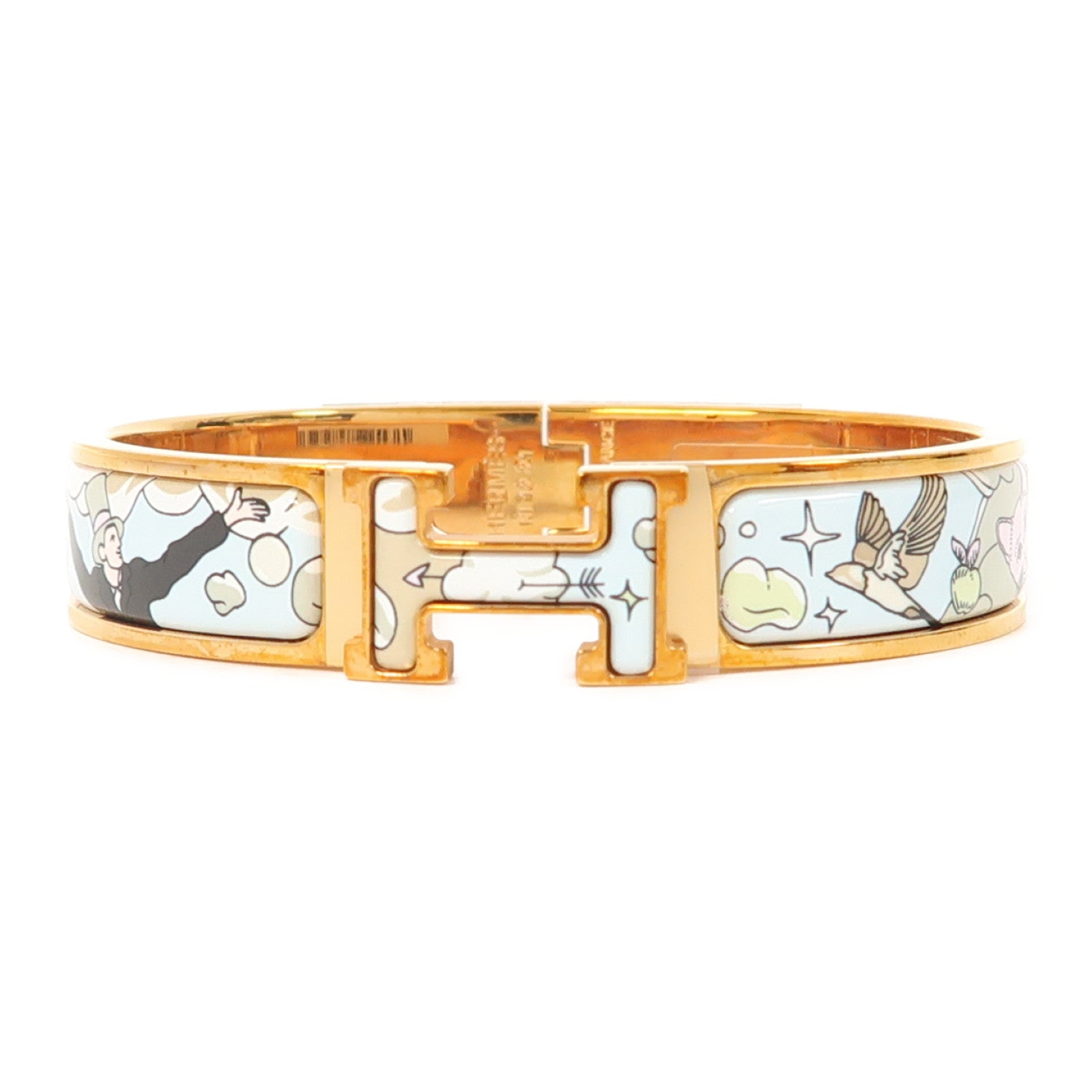HERMES 金屬Clic H Bracelet手鐲藍色