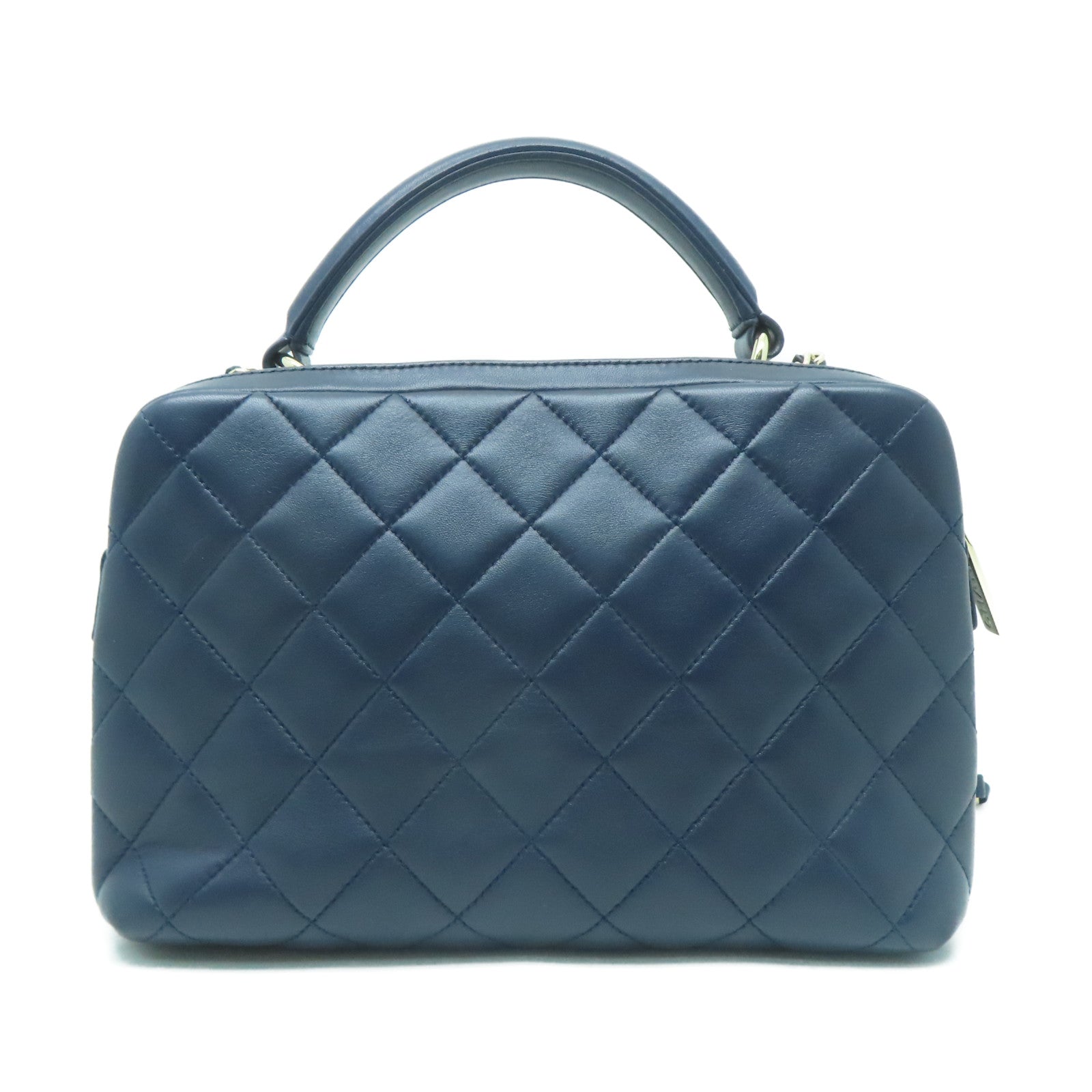 CHANEL 【激減優惠】菱格羊皮皮革Shoulder Bag金扣手挽肩背兩用袋藍色