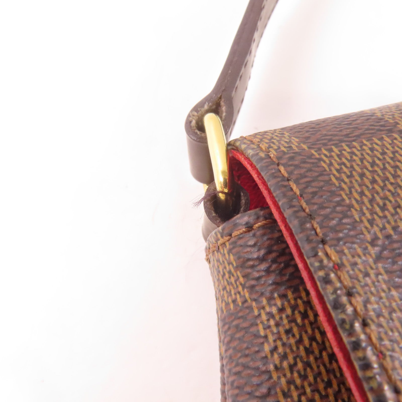 LOUIS VUITTON Damier Musette Tango金扣肩背袋棕色