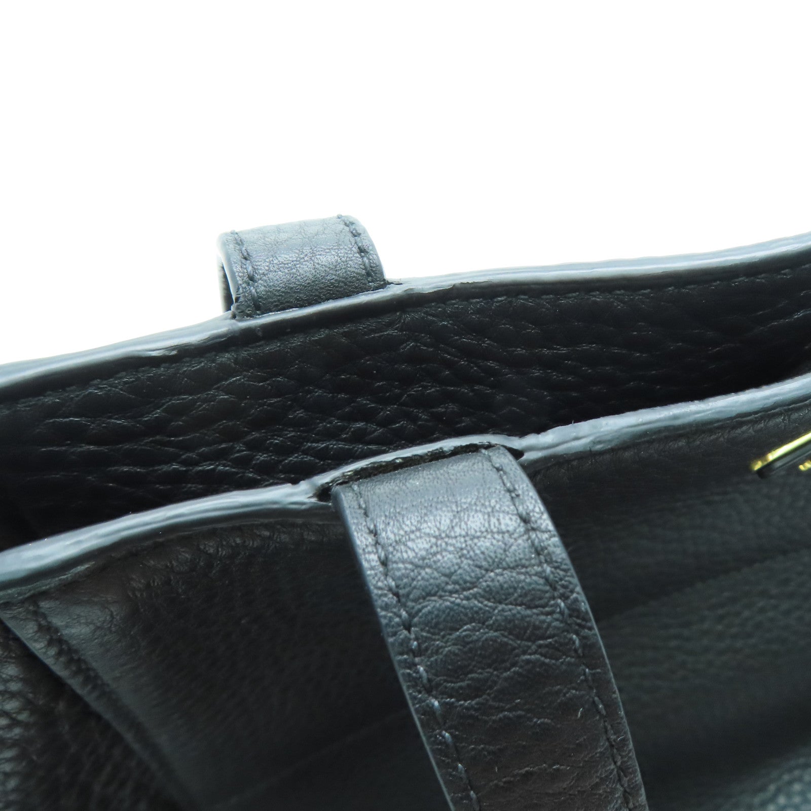 PRADA 牛皮皮革Tote Bag金扣手挽袋/肩背袋黑色
