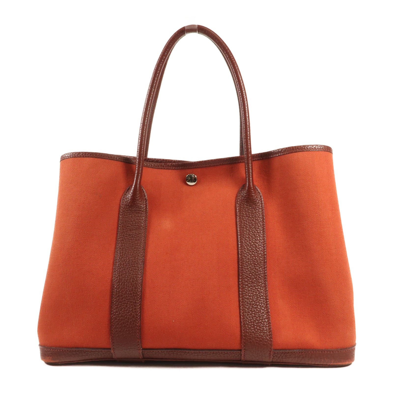 HERMES 【激減優惠】帆布Garden Party PM銀扣手挽袋Cuivre