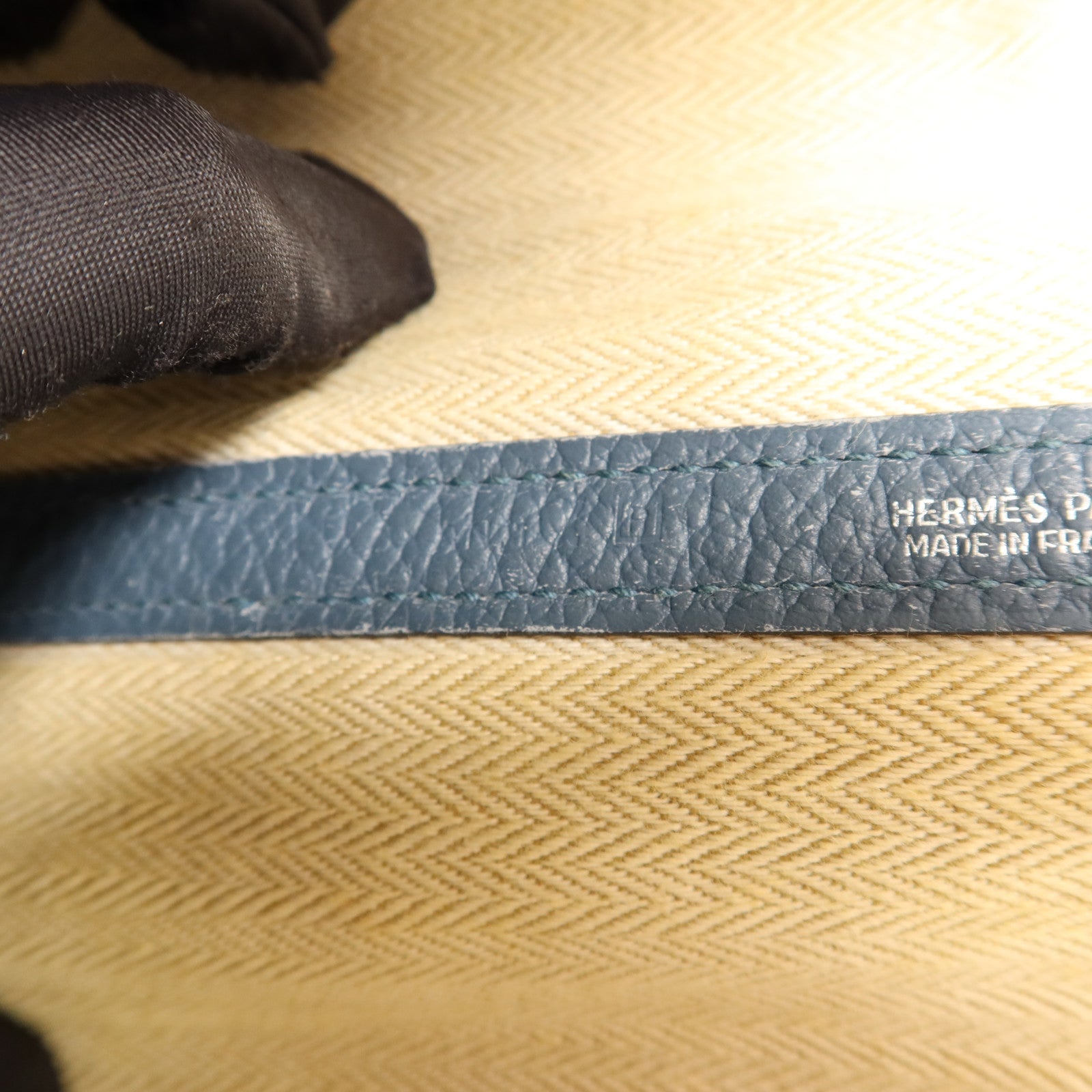 HERMES Negonda皮革Garden Party PM銀扣手挽袋Bleu Agate