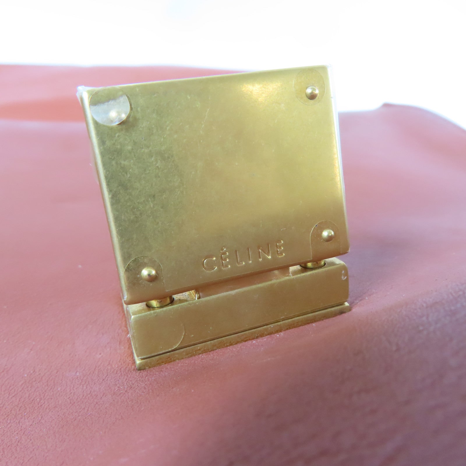 CELINE 【激減優惠】牛皮皮革Trapeze金扣手挽肩背兩用袋啡色/藍色