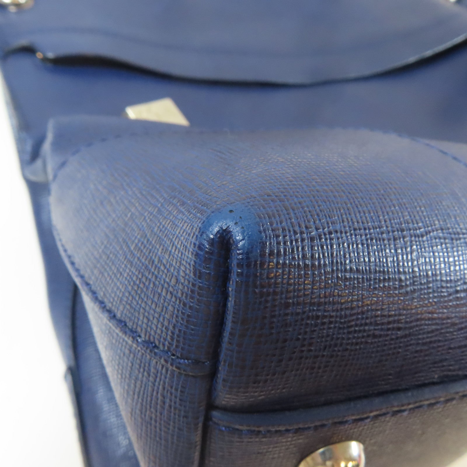 Furla 牛皮皮革2 Way Shoulder Bag銀扣手挽肩背兩用袋藍色