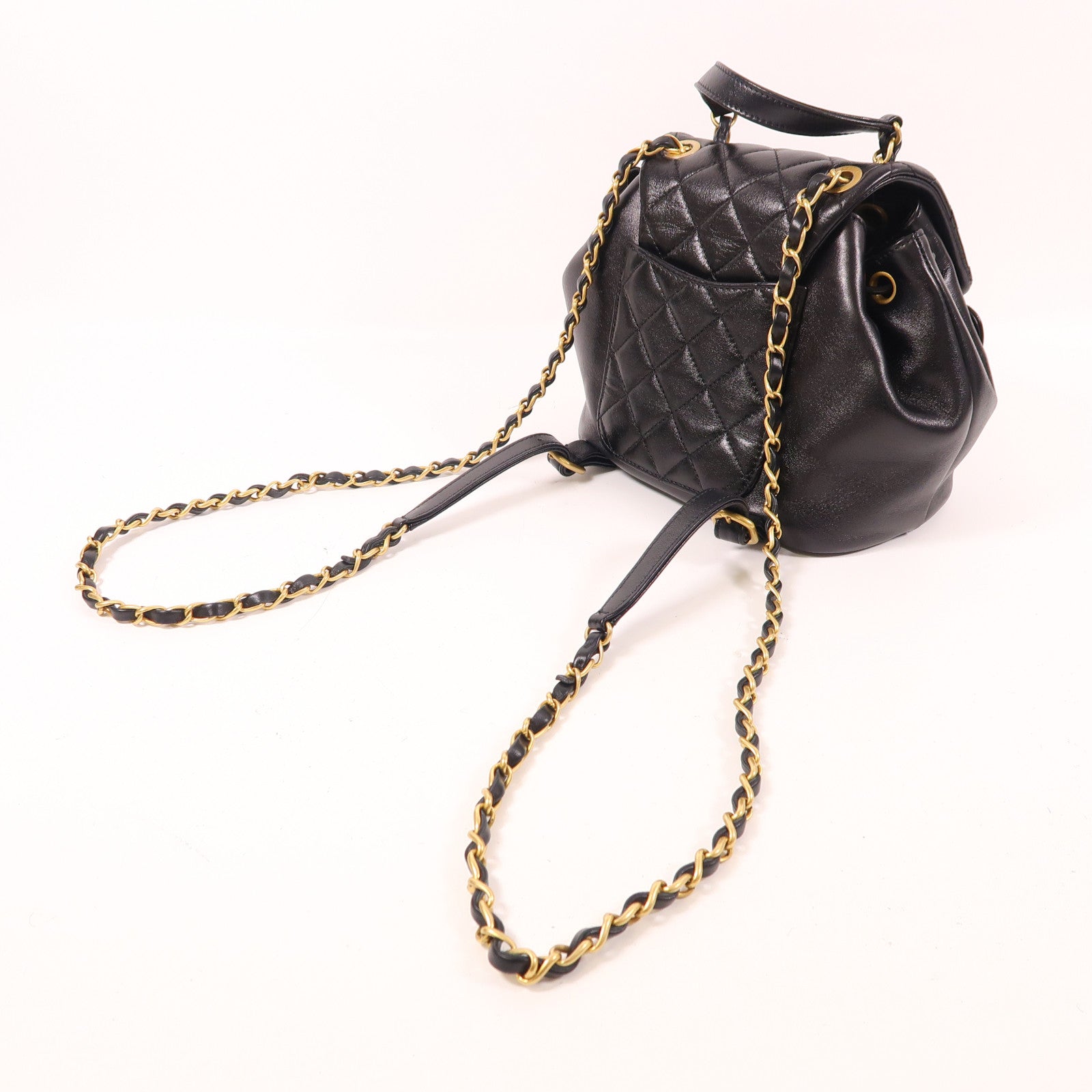 CHANEL 羊皮皮革Backpack金扣背包
