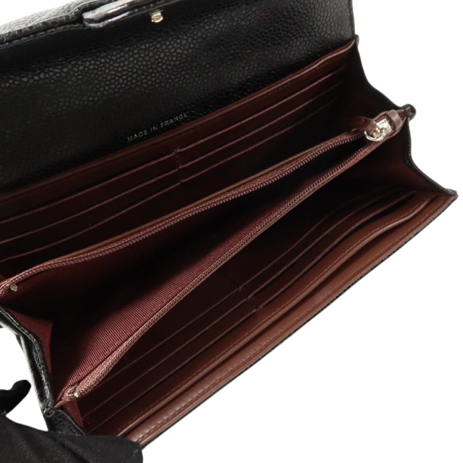 CHANEL 牛皮皮革Classic Long Flap Wallet銀扣長錢包