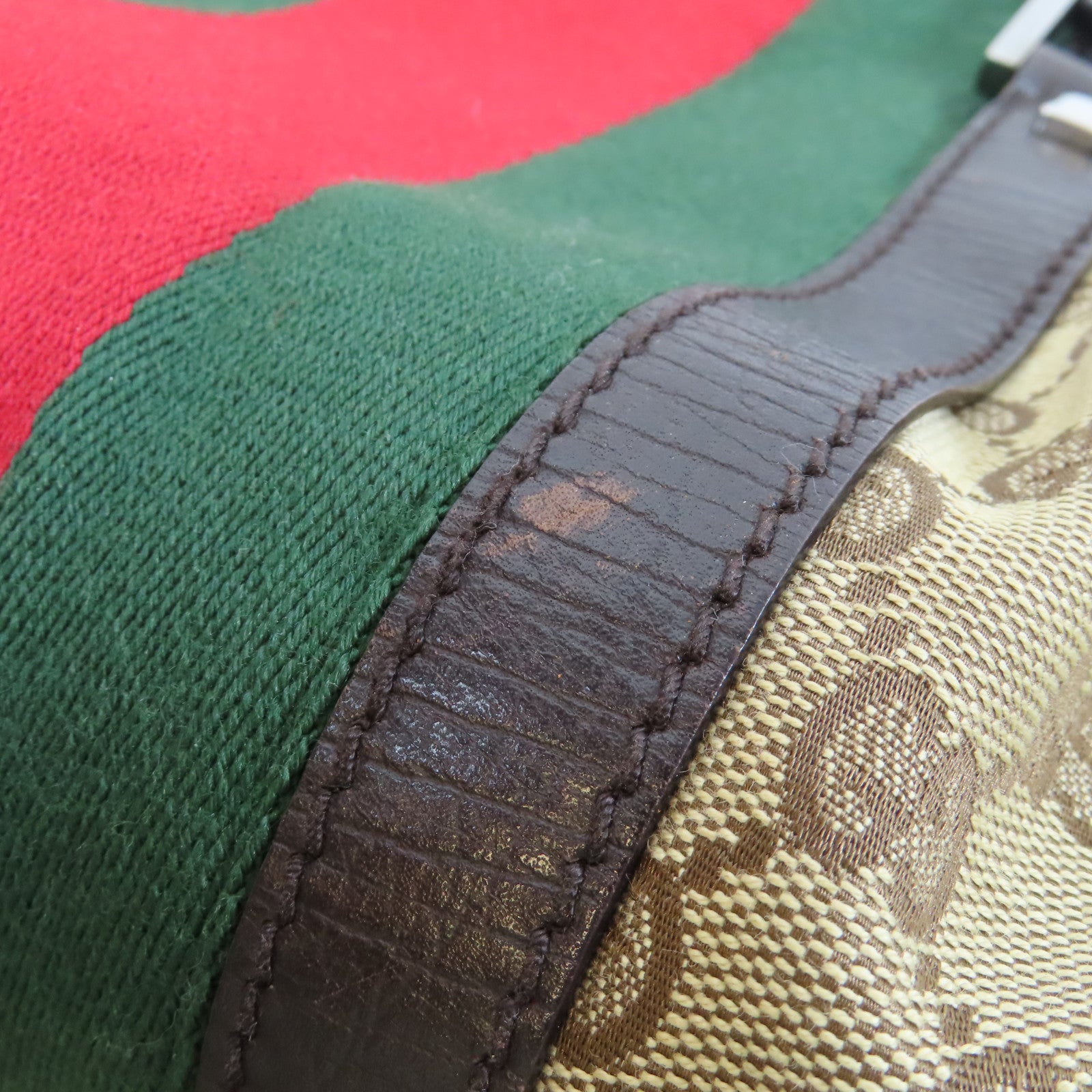 GUCCI 帆布Boston Bag銀扣肩背袋啡色