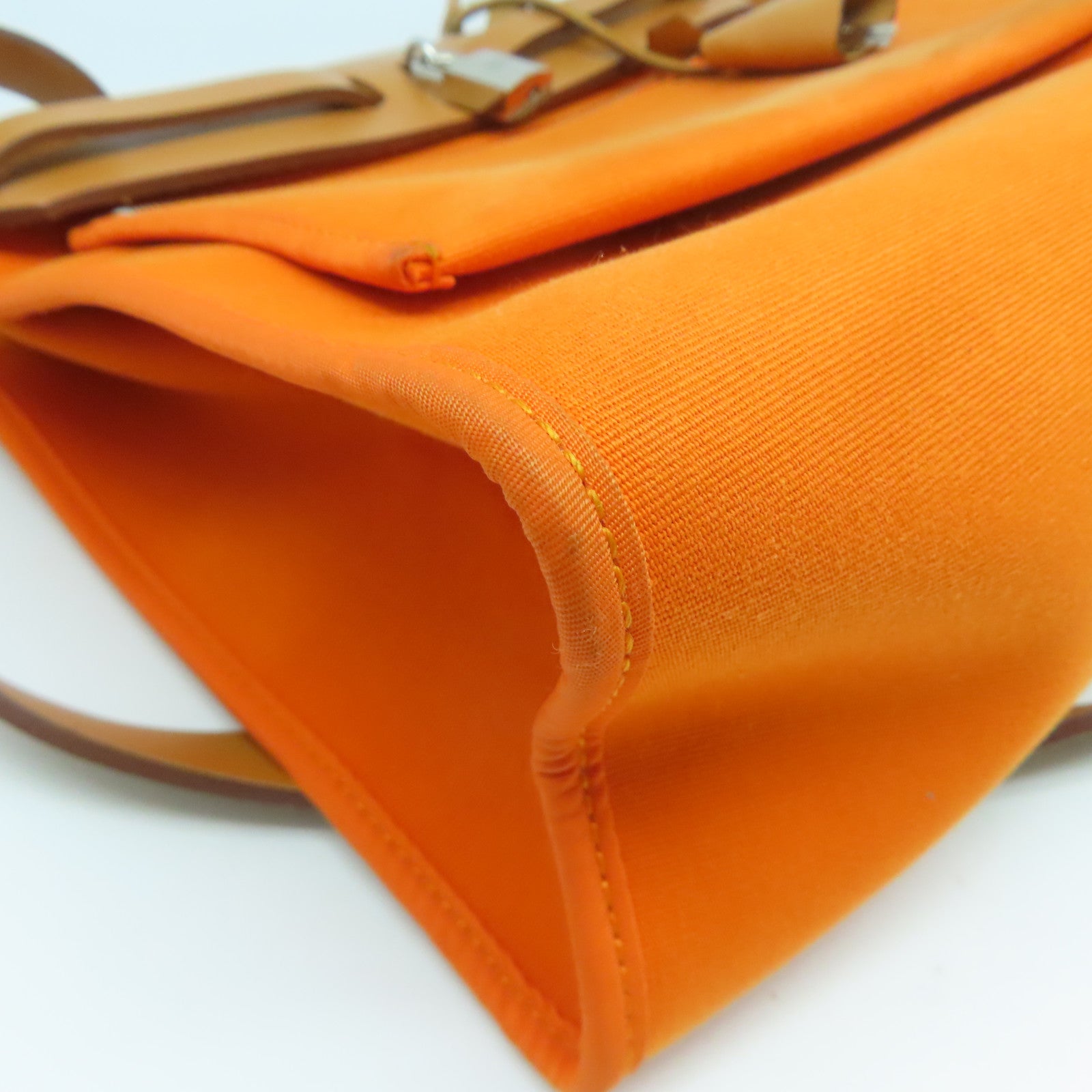 HERMES 【激減優惠】帆布Herbag PM銀扣手挽肩背兩用袋橙色