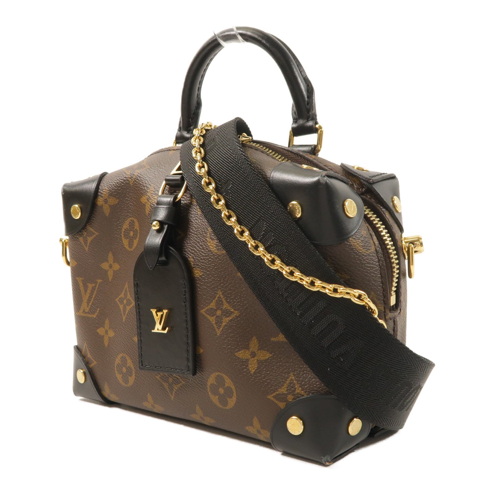 LOUIS VUITTON Monogram Petite Malle Souple金扣手挽肩背兩用袋