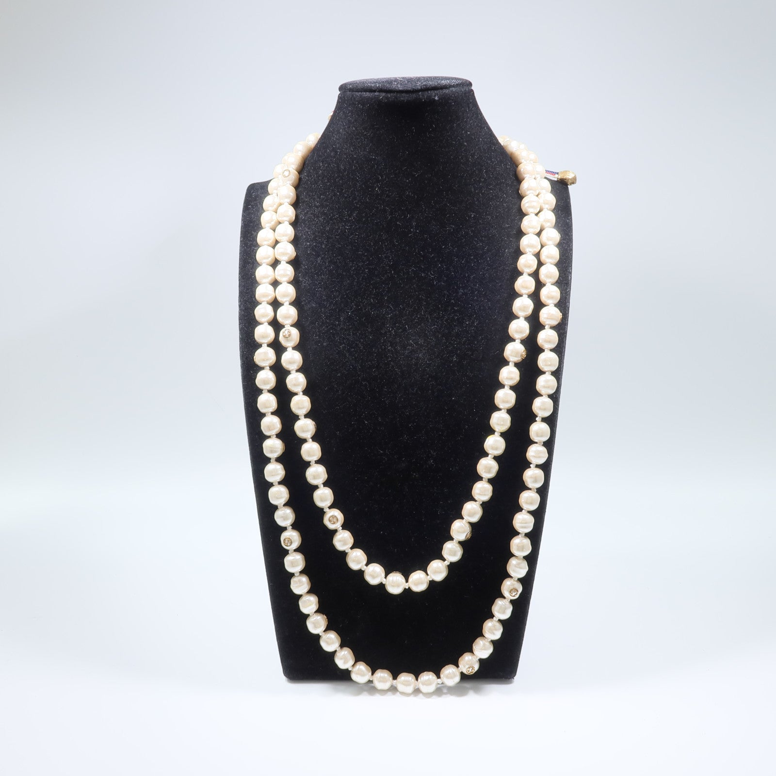 GUCCI PVC/Metal Faux Pearl Ribbon Necklace項鏈
