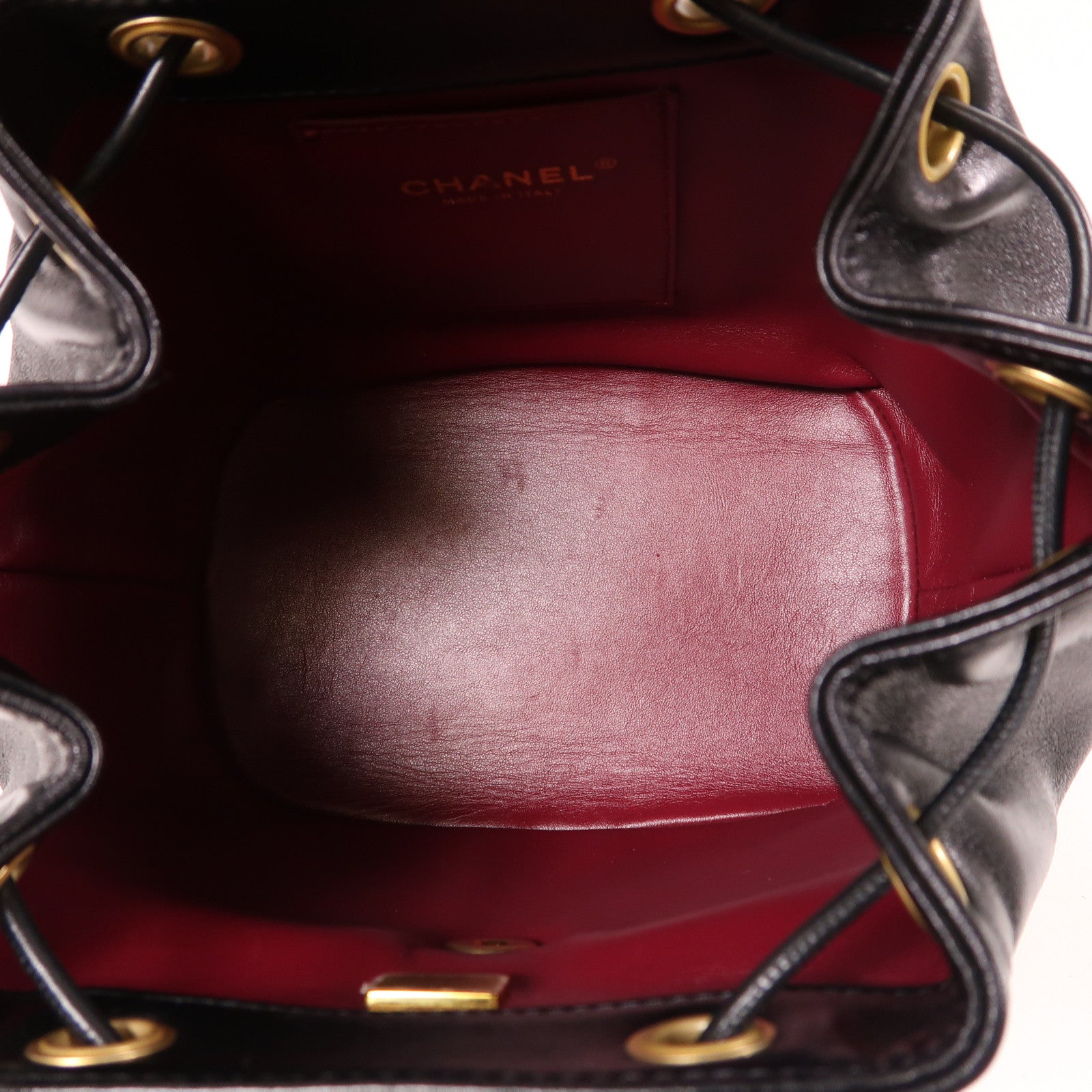CHANEL 羊皮皮革Backpack金扣背包