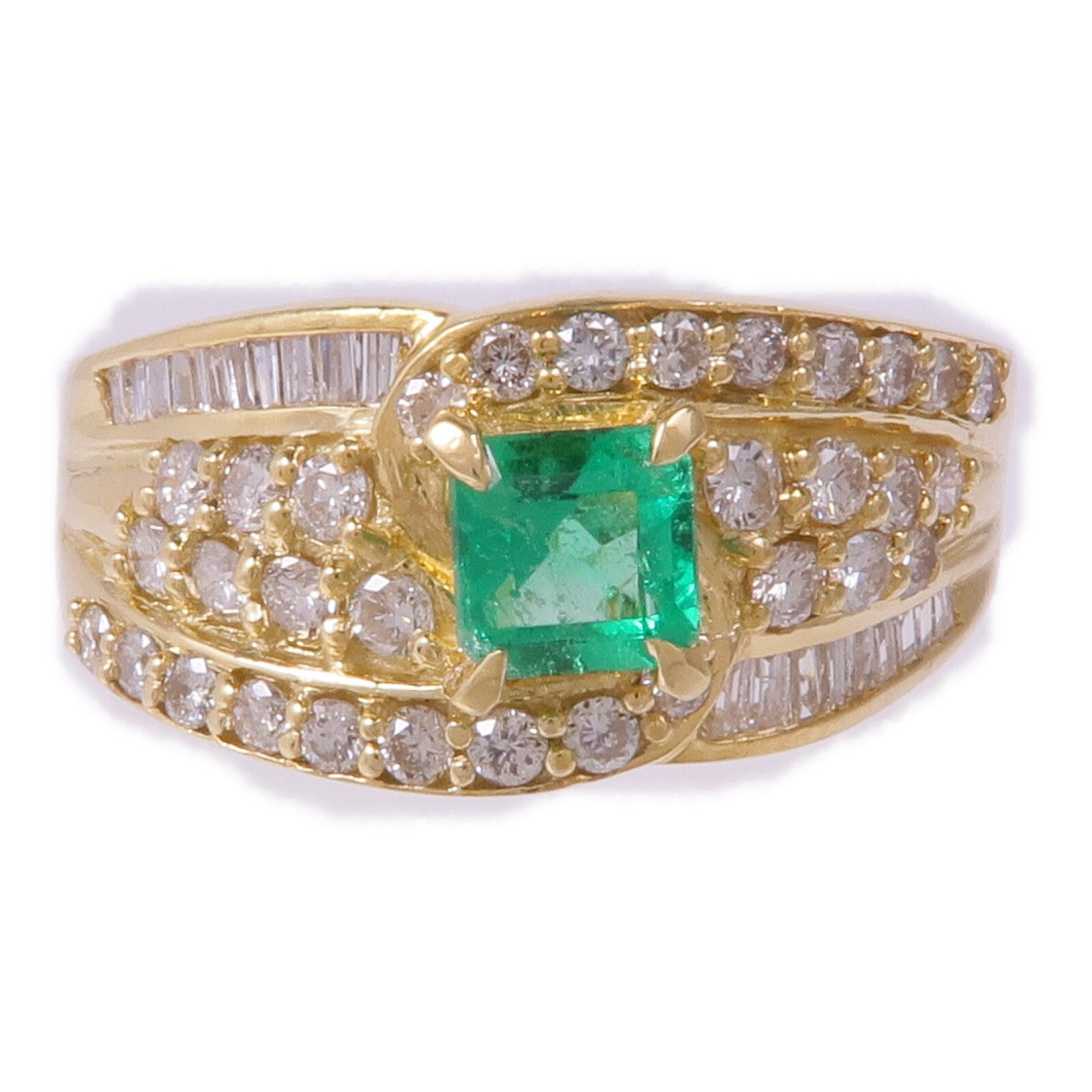 JEWELRY 18K黃金Emerald Diamond Ring綠寶石/鑽石戒指US#6