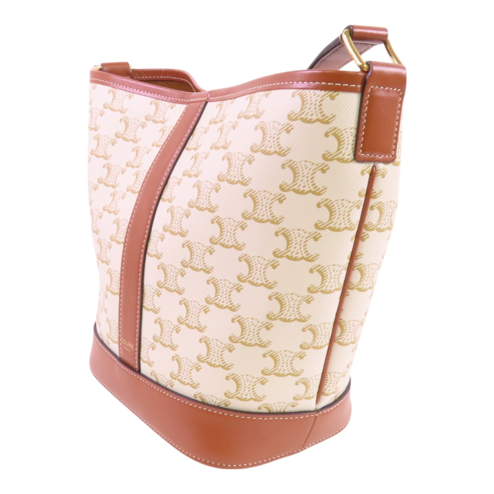 CELINE 塗層帆布Triomphe Small Bucket金扣肩背袋