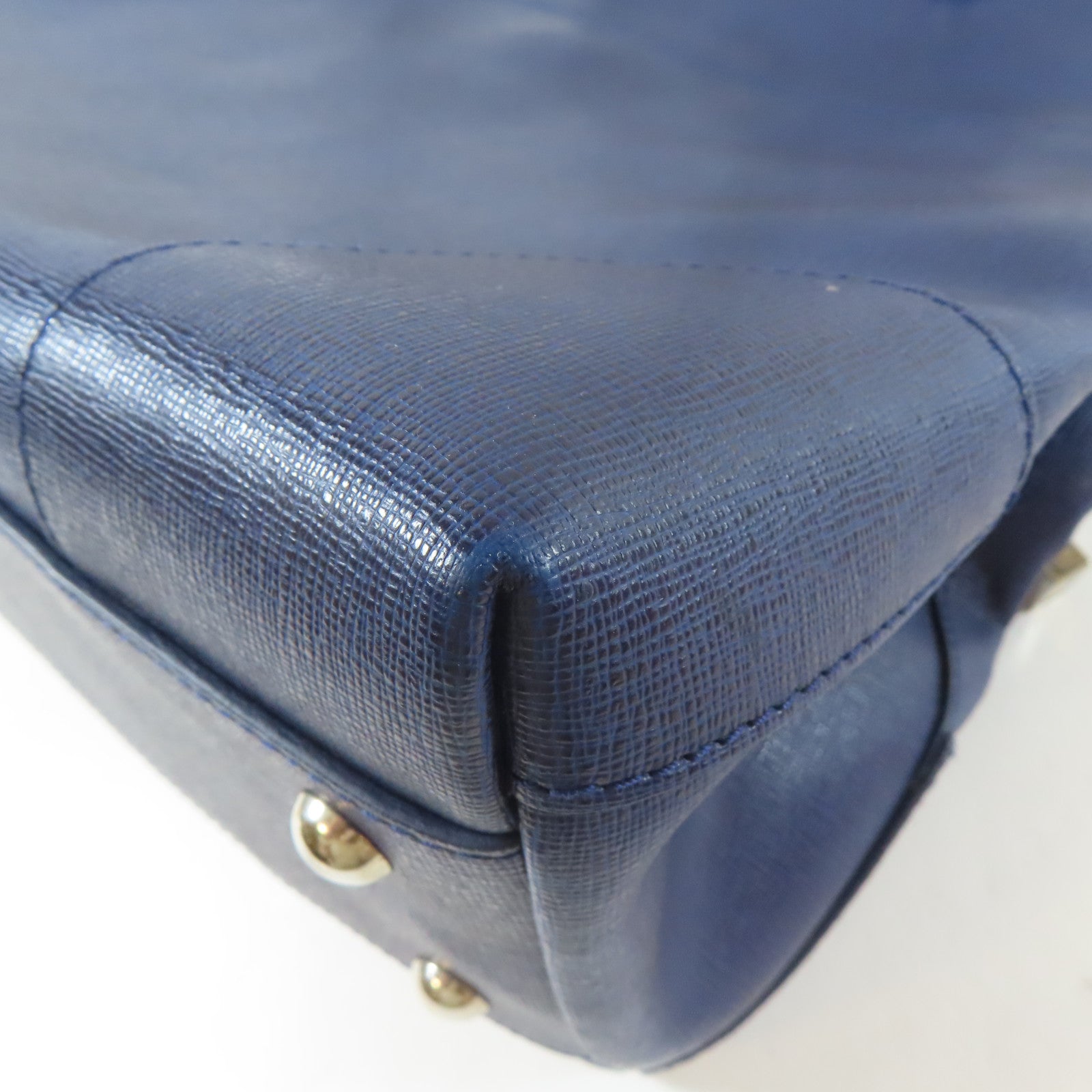 Furla 牛皮皮革2 Way Shoulder Bag銀扣手挽肩背兩用袋藍色