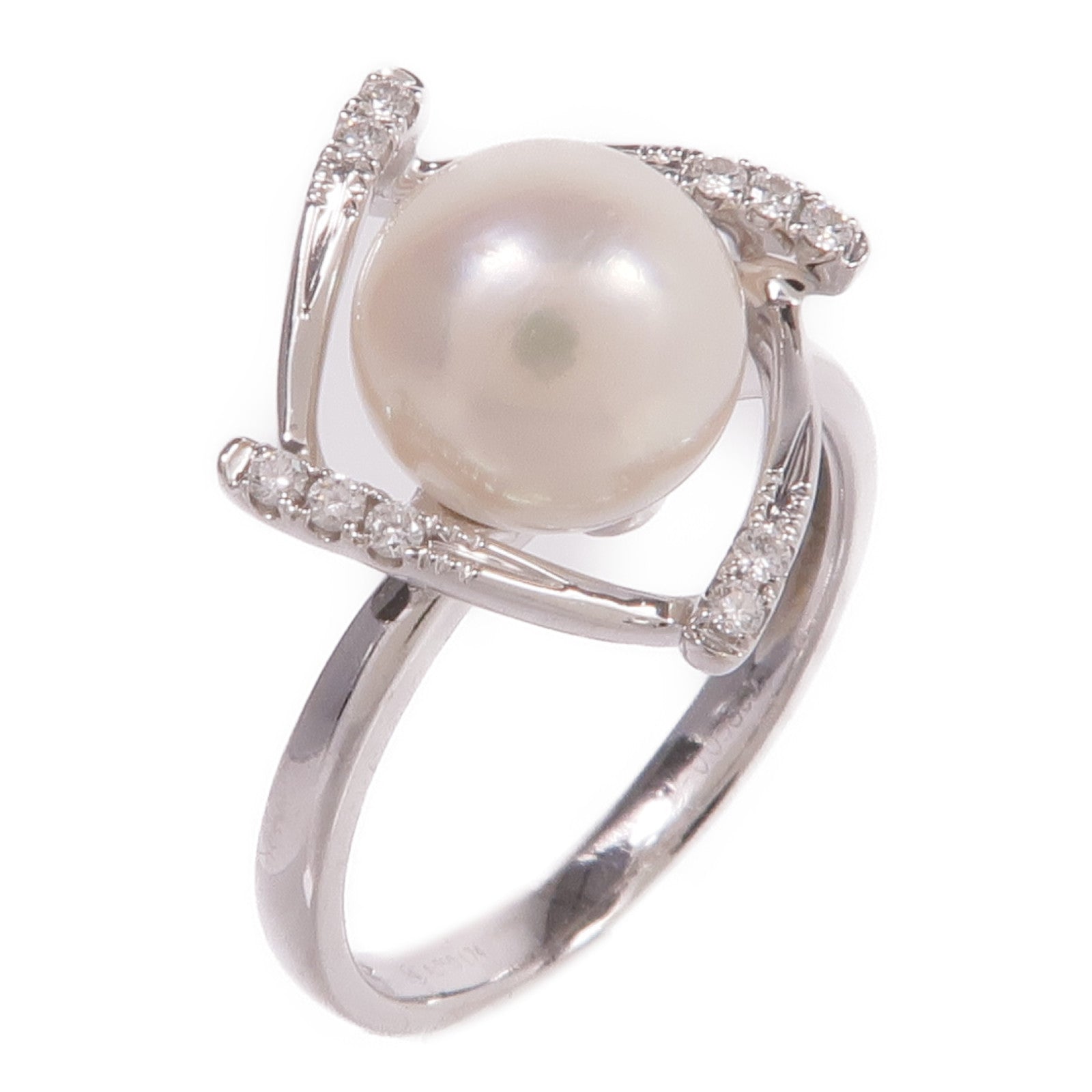 JEWELRY 【激減優惠】18K白金Pearl Diamond Ring珍珠/鑽石戒指US#5